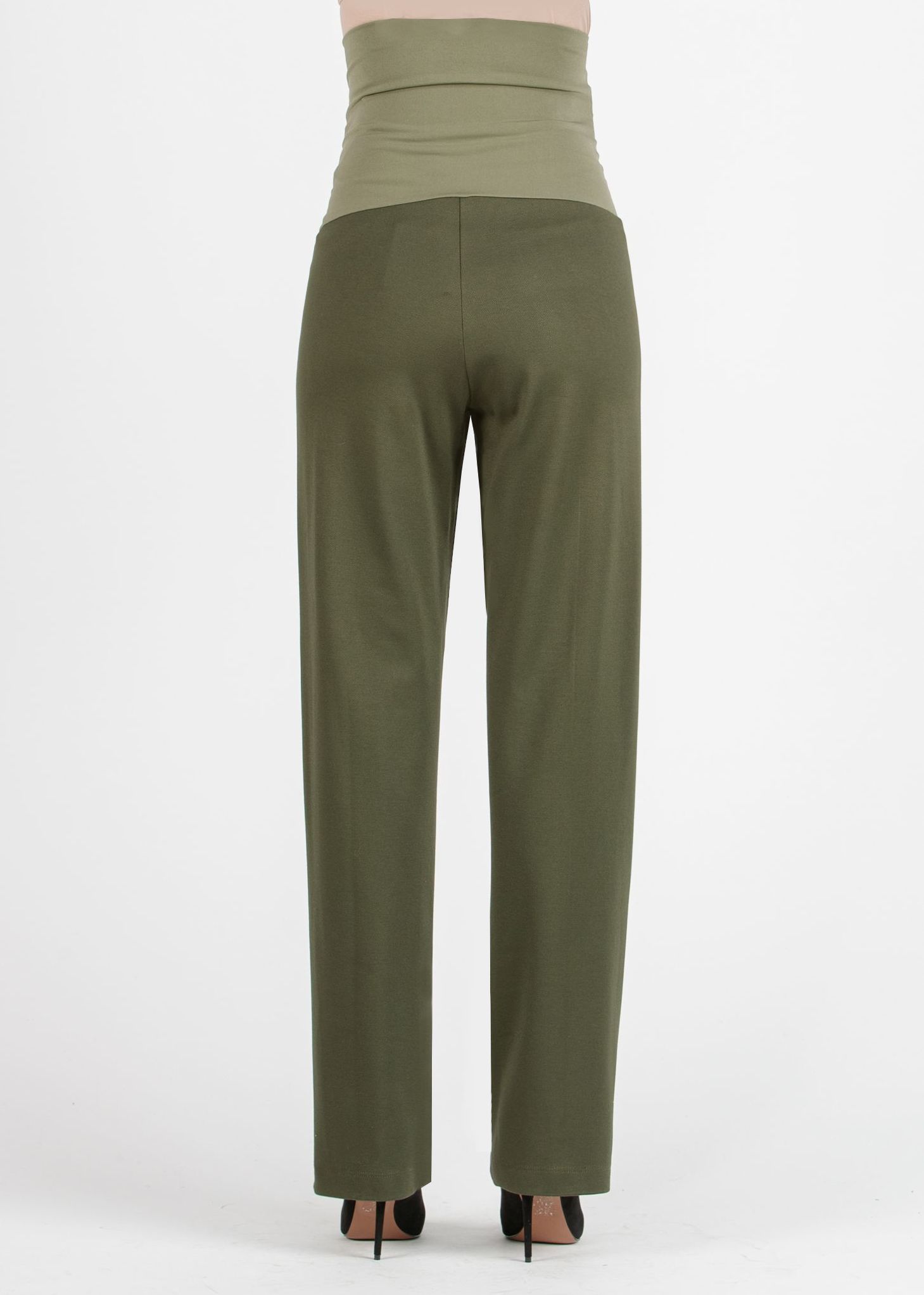 WINONA G - Palazzo Maternity Trousers in Stretch Gabardine (Army Green, XS)