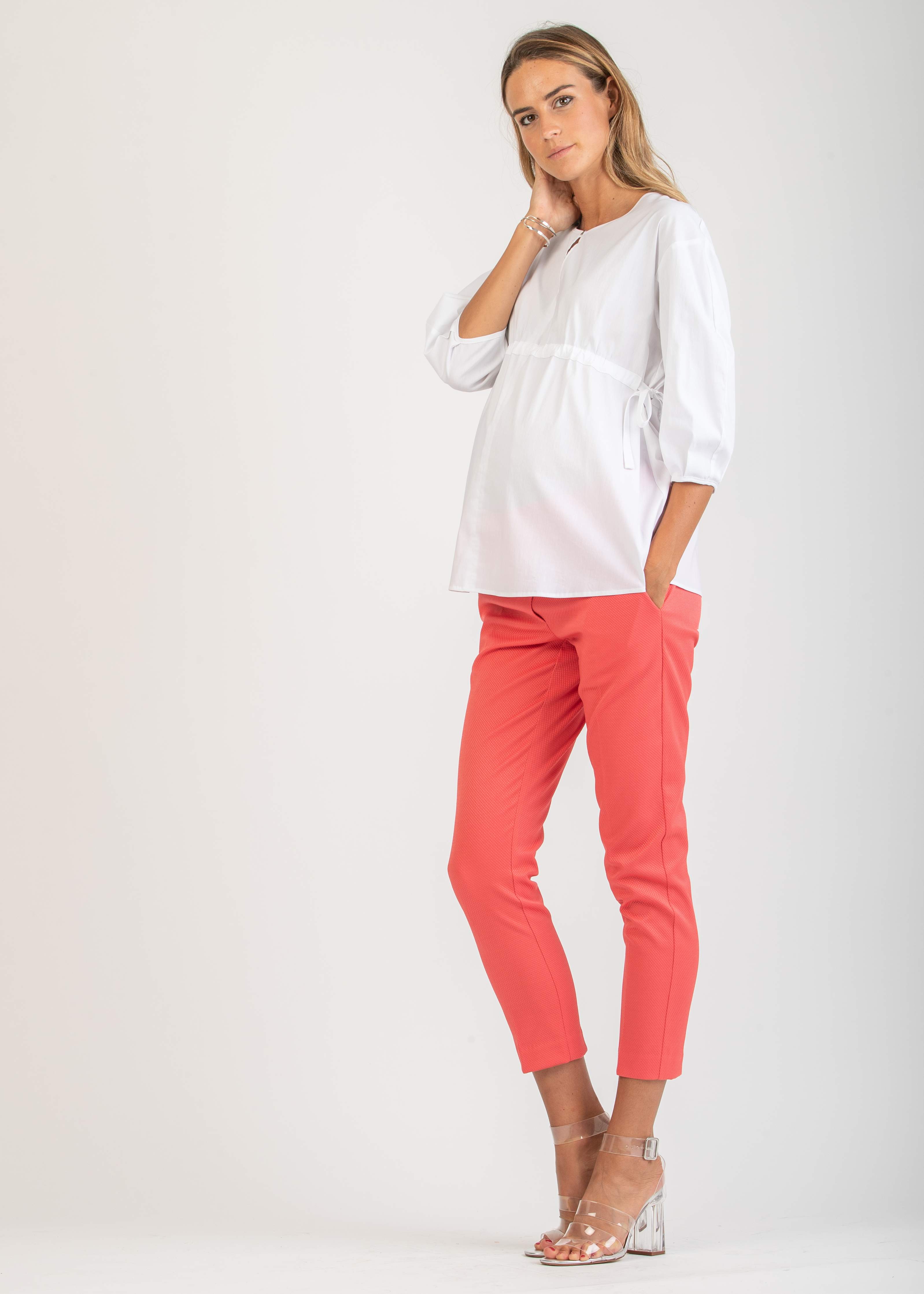 GILDA P - Tailored Maternity Trousers in Pique (Coral, XS)