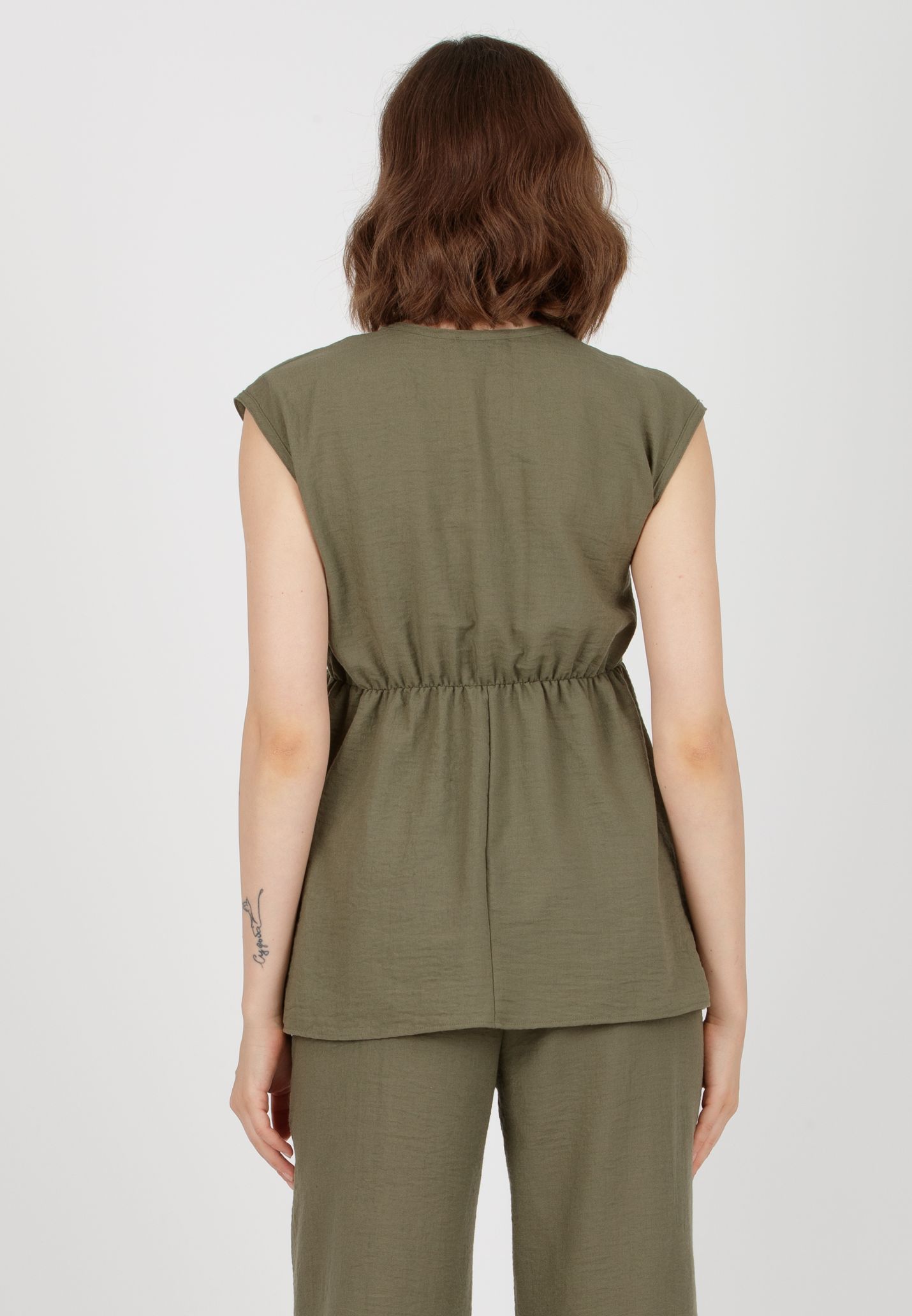 HARPER M - Casacca Premaman & Allattamento con Tasche sul Corpino (Verde Militare, XS)