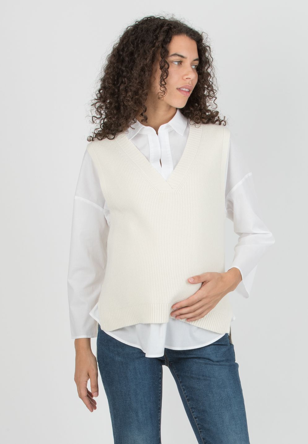 CARLY - Gilet Premaman in Misto Lana (Avorio, UNIC)