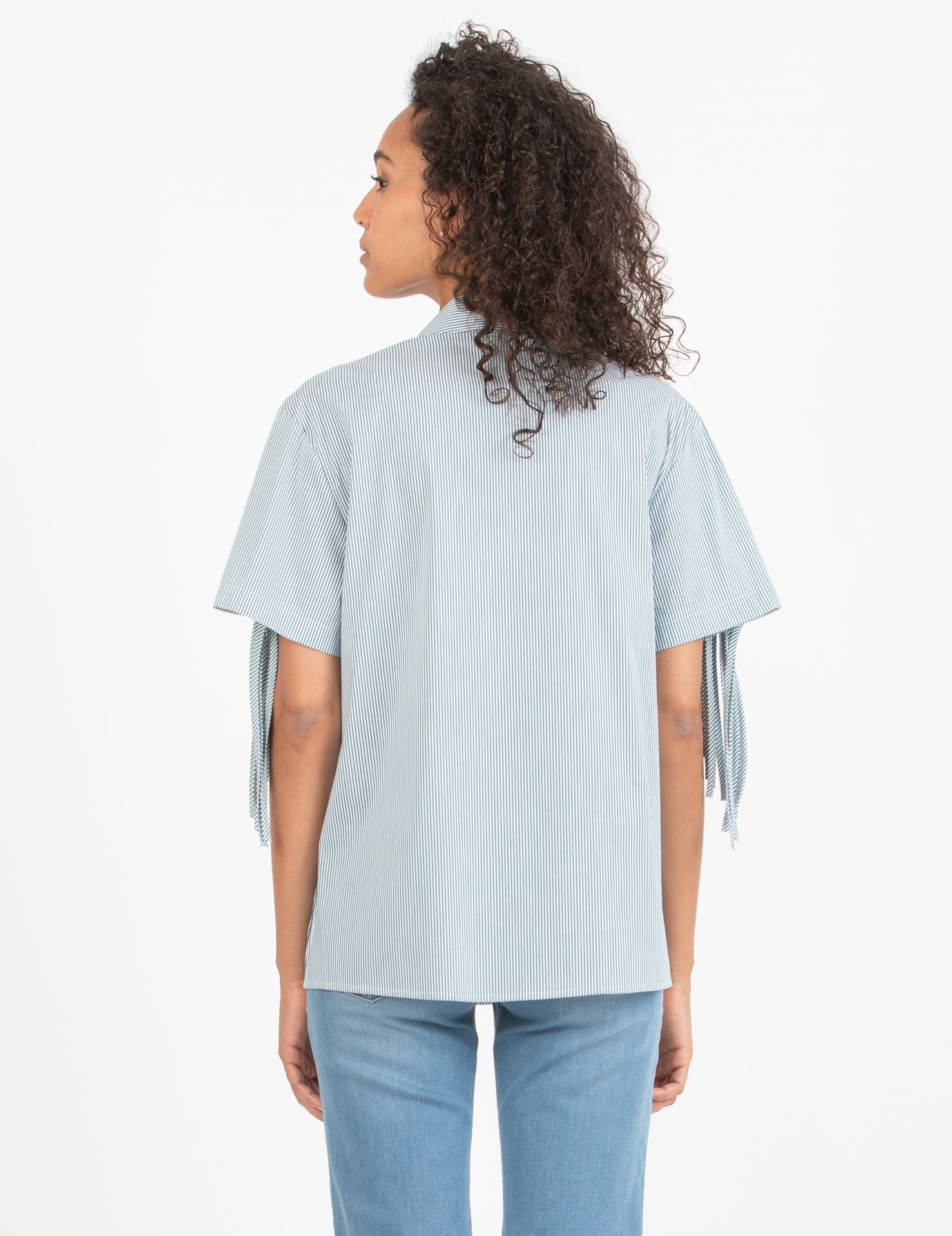 FRANCY - Camicia Premaman & Allattamento in Popeline di Cotone con Frange (Verde, XS)