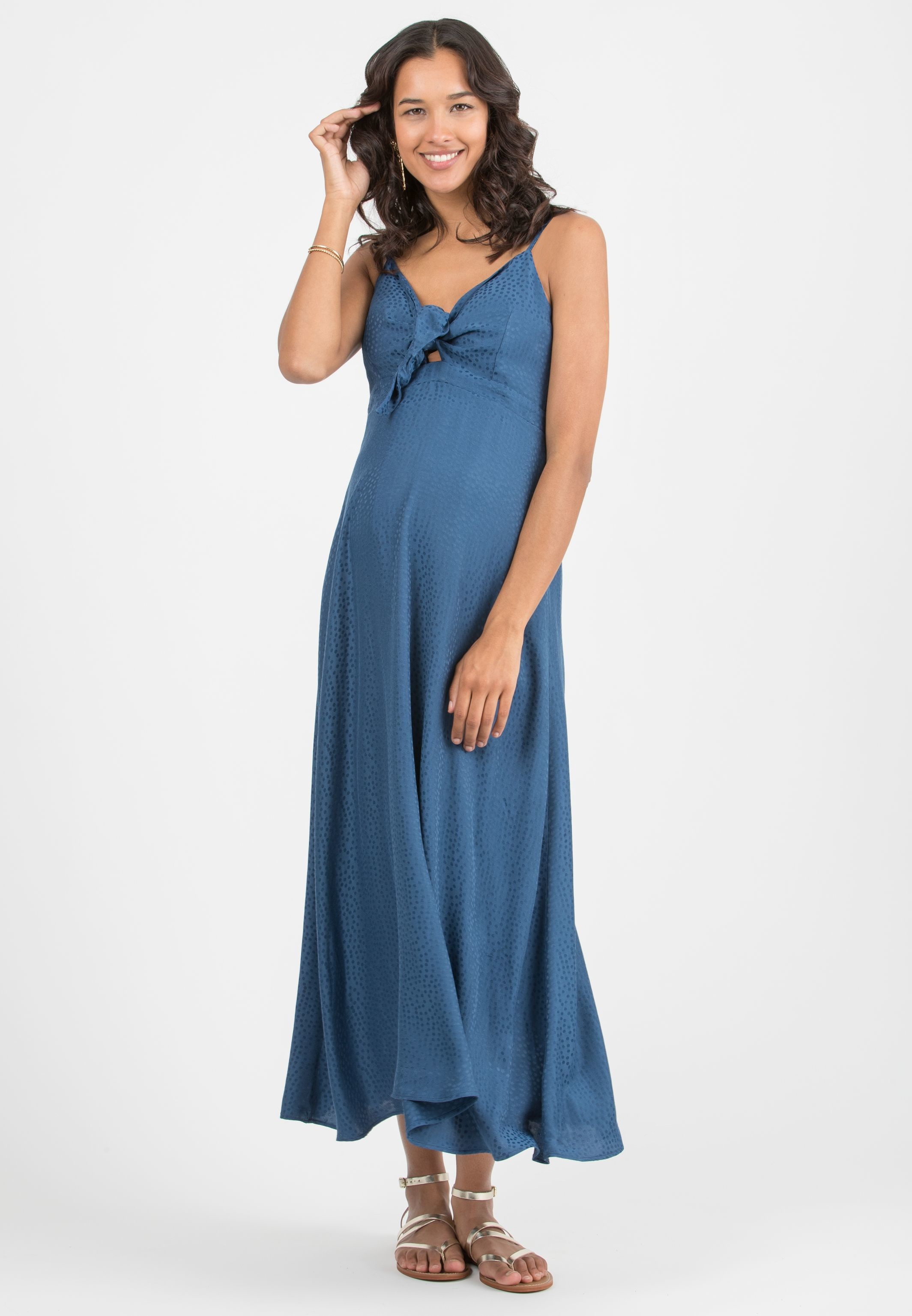 PATTY - Abito Premaman & Allattamento in Viscosa Jacquard (Blu, XS)