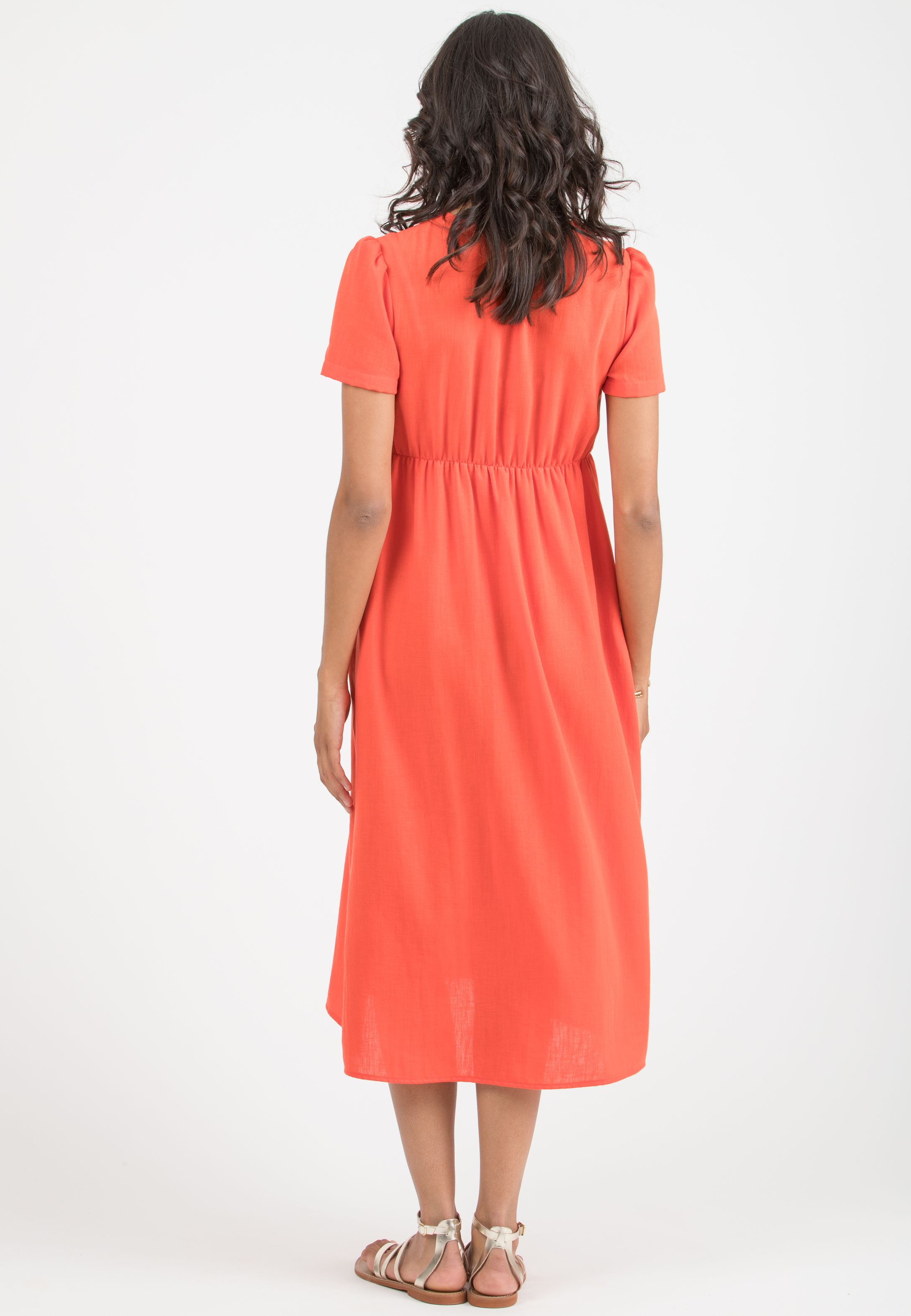 MERYL - Abito Premaman & Allattamento con Ruches sulla Manica (Carota, XS)