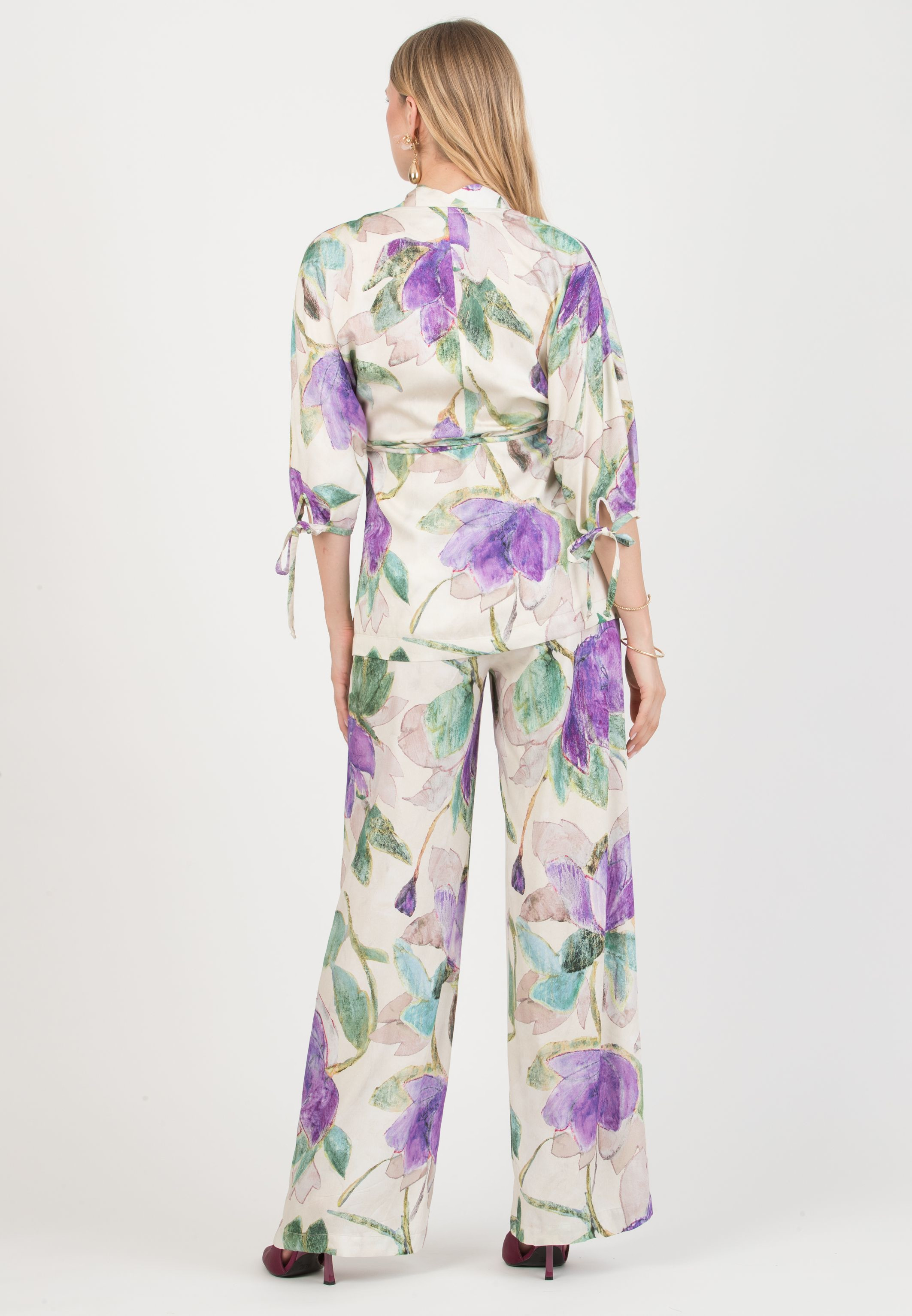 VIOLA M – Casacca Kimono Premaman in Viscosa con Laccetti (Naturale)