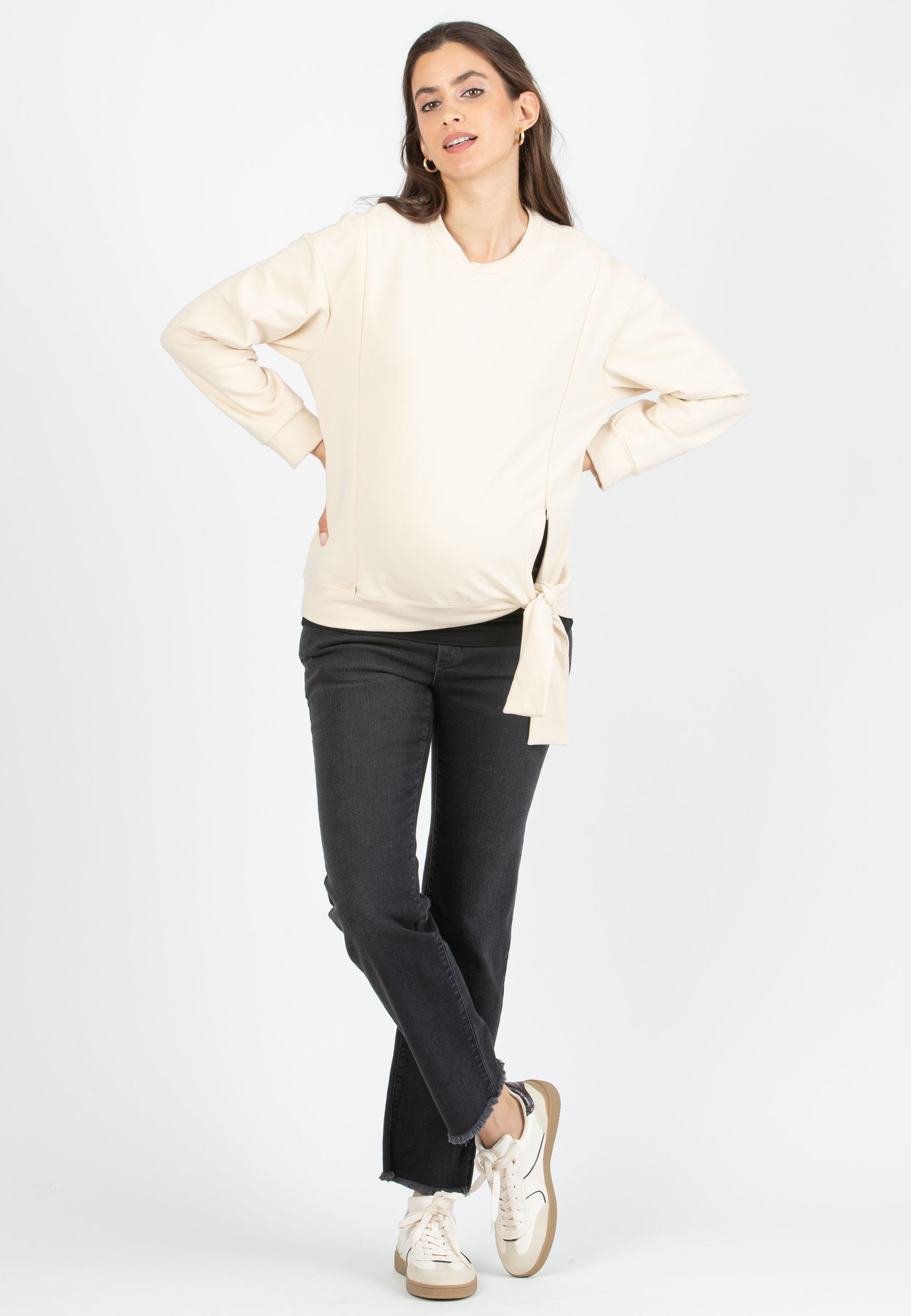 SUSI - Maternity & Nursing Sweatshirt with Hidden Zips (Naturale)