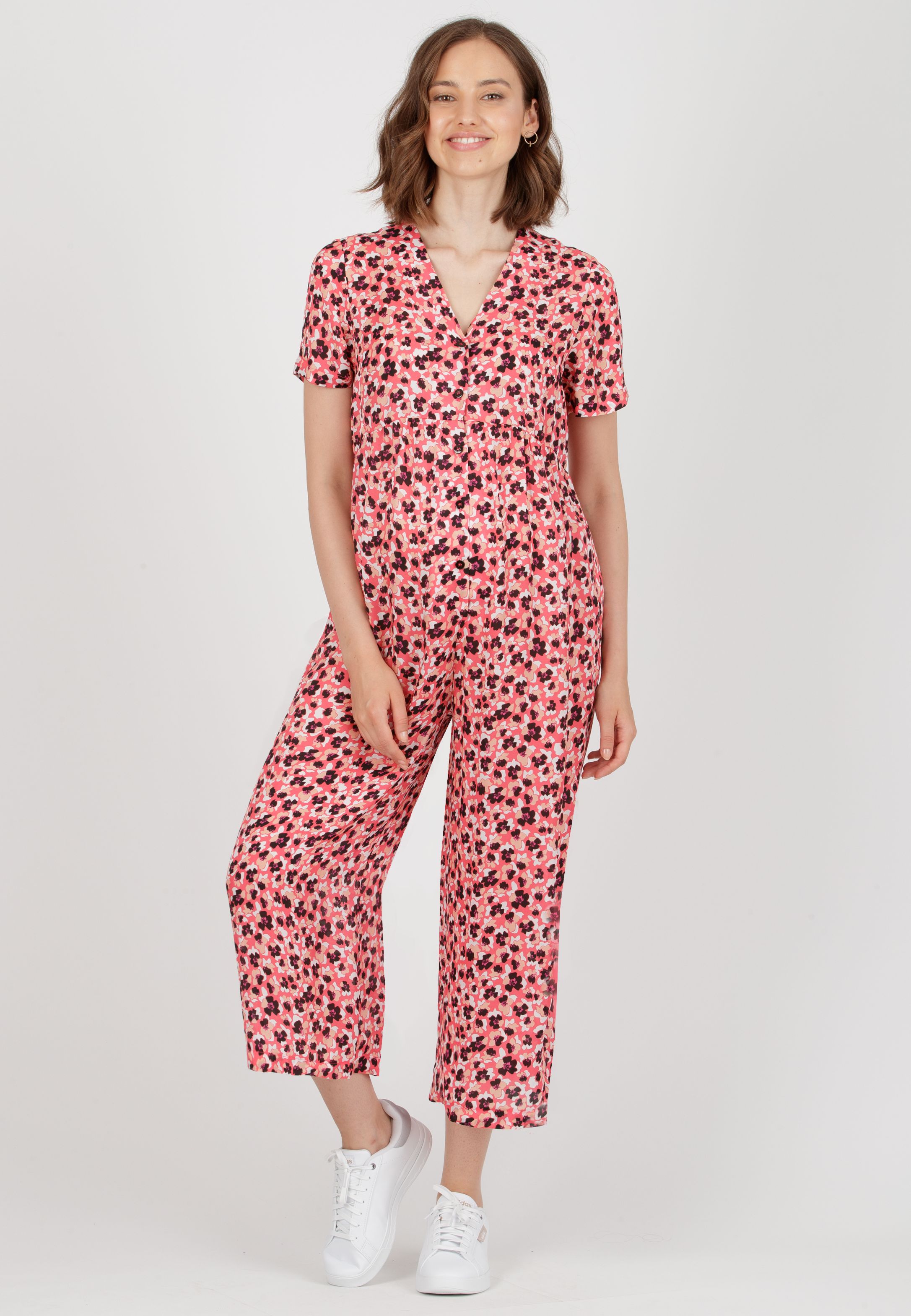 VIVIENNE F - Tuta Premaman in Crepe con Bottoni Frontali (Corallo, XS)