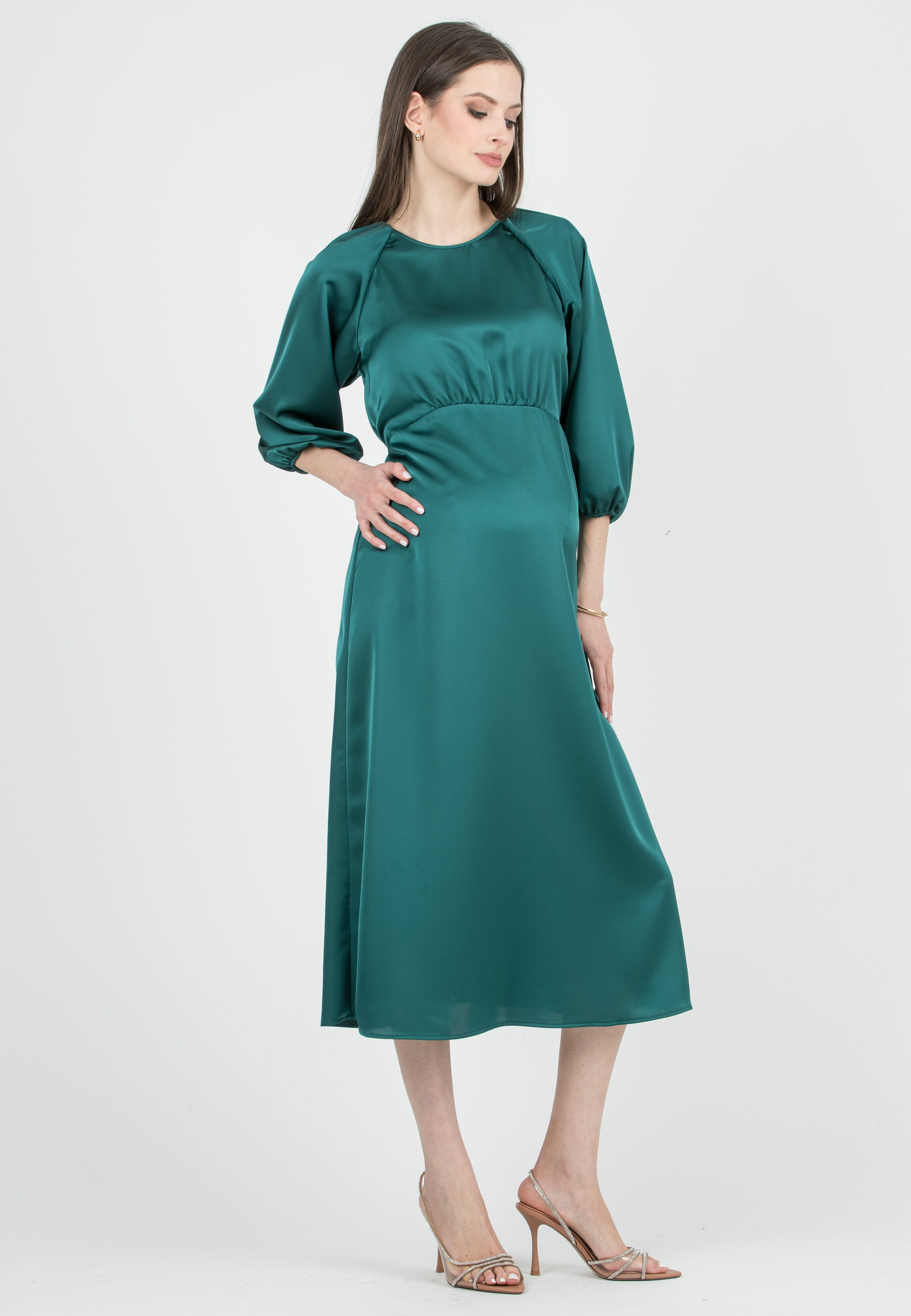 LESLIE - Abito Premaman Midi con Maniche Raglan (Smeraldo)
