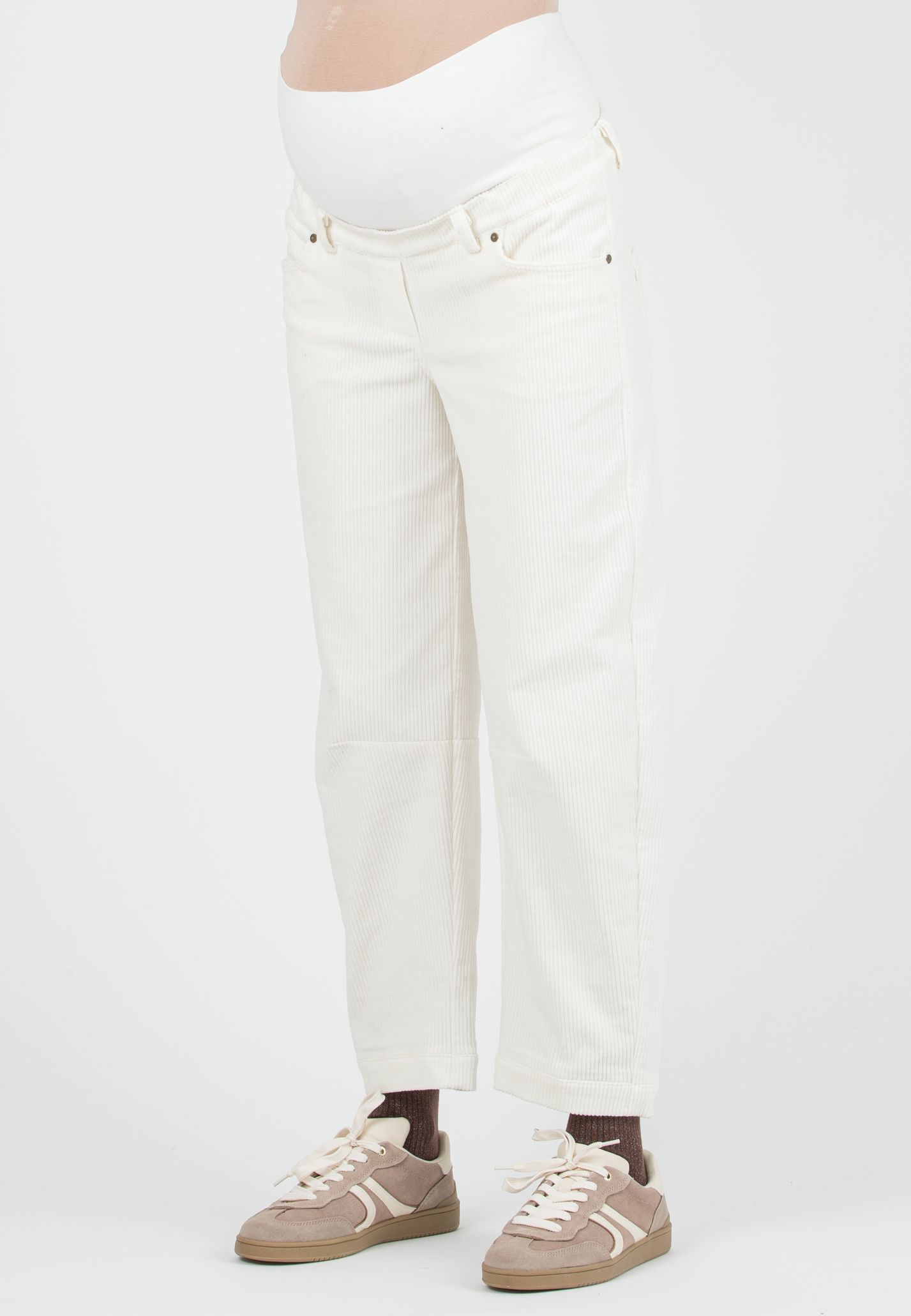 BRODY V - Pantalone Premaman in Velluto a Costine Ballon Fit (Avorio)