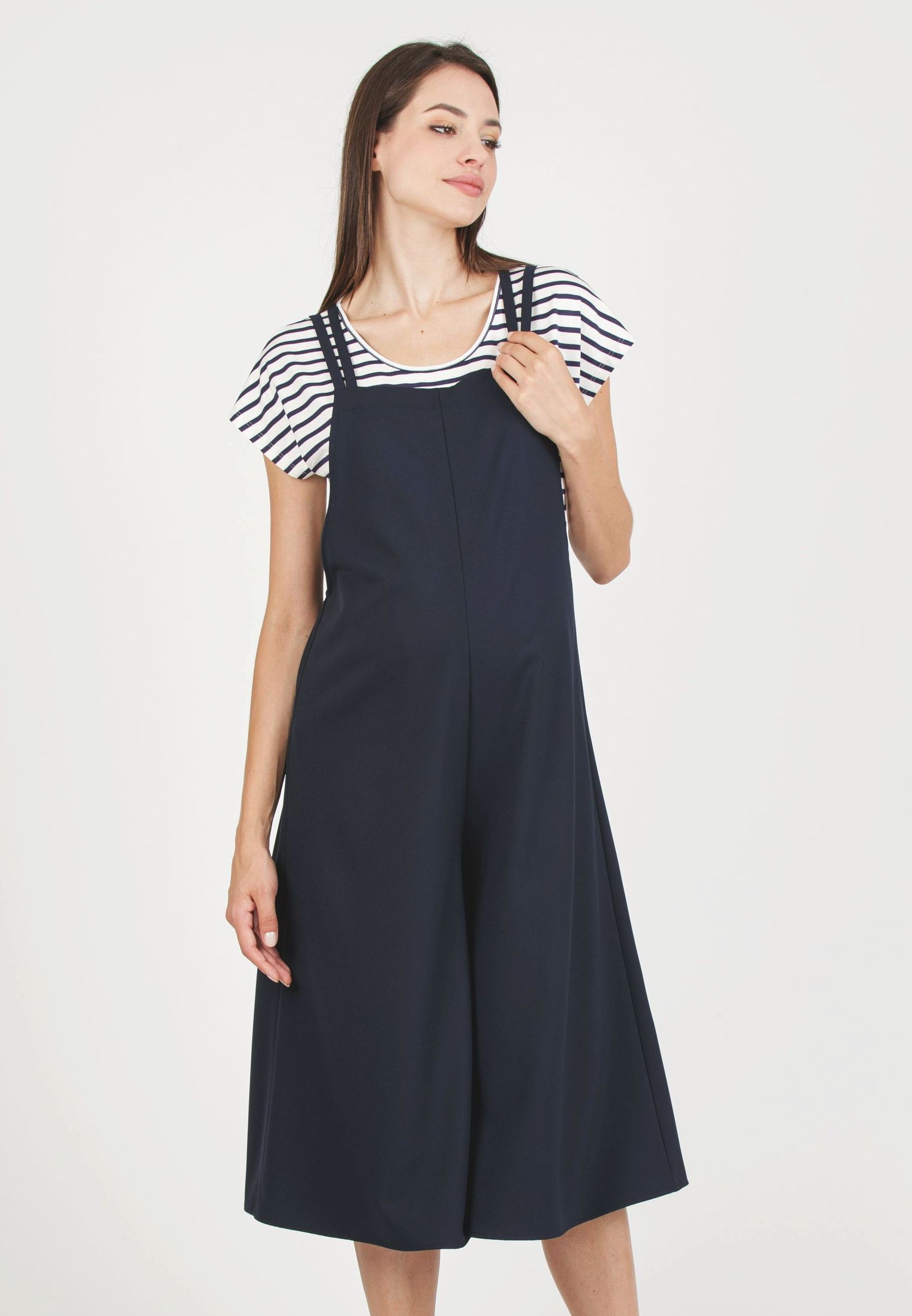 Flared Maternity Jumpsuit (Blue, XS)