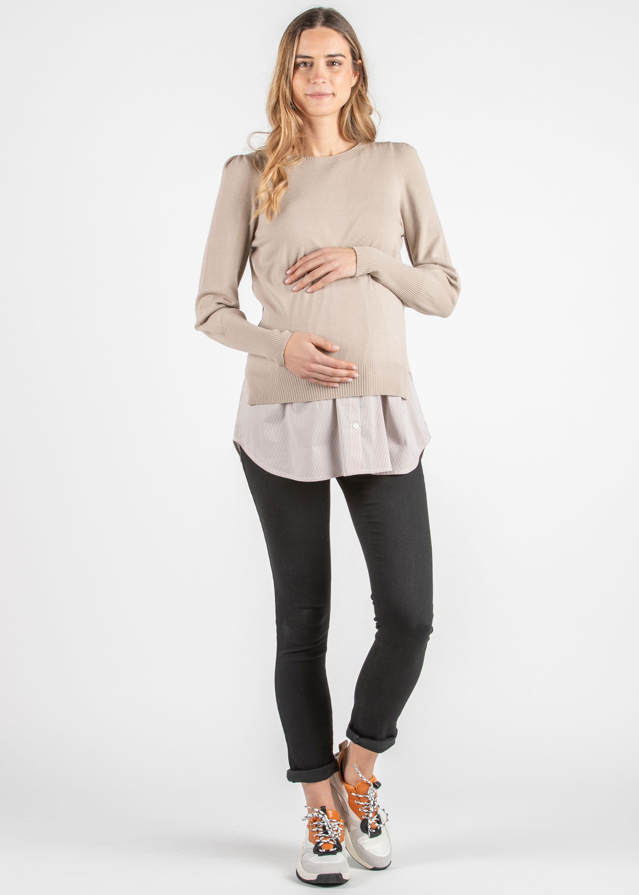 LUCE - Jeans Premaman Skinny Super Elasticizzato (Nero, XS)