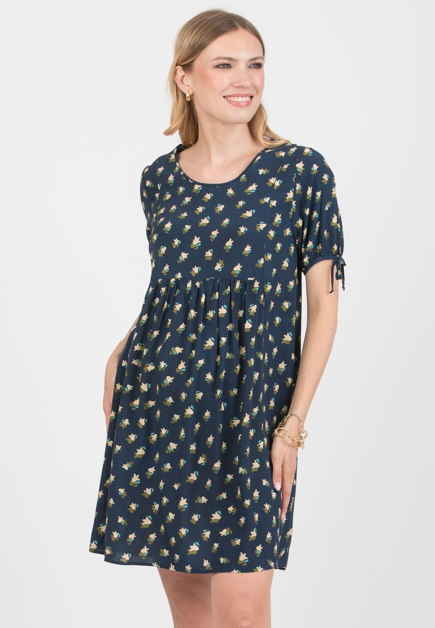 MERCEDES – Maternity & Nursing Dress in Viscose (Blu)