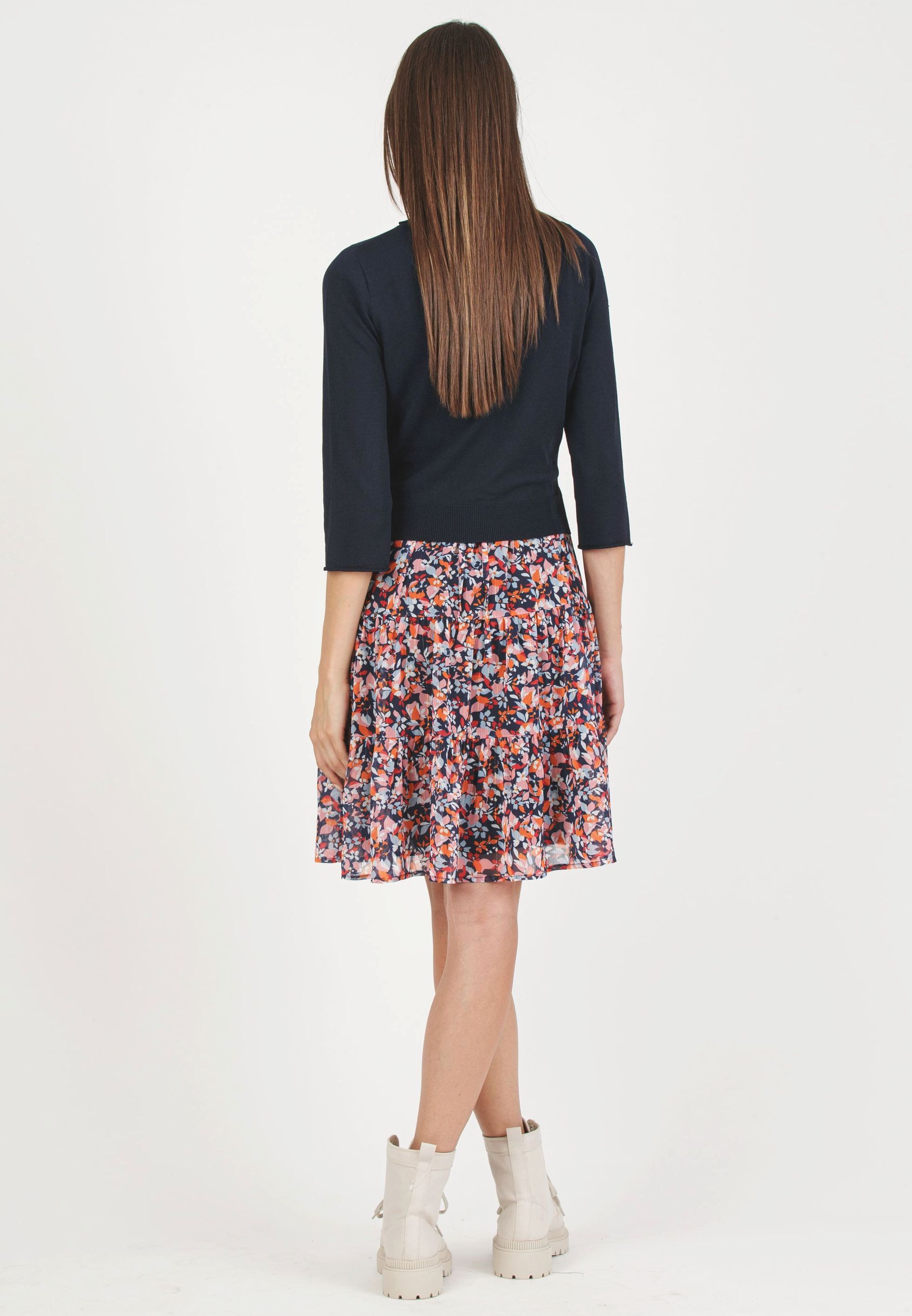 KELLY - Maternity & Nursing Dress with Matching Viscose Yarn Sweater (Blu)