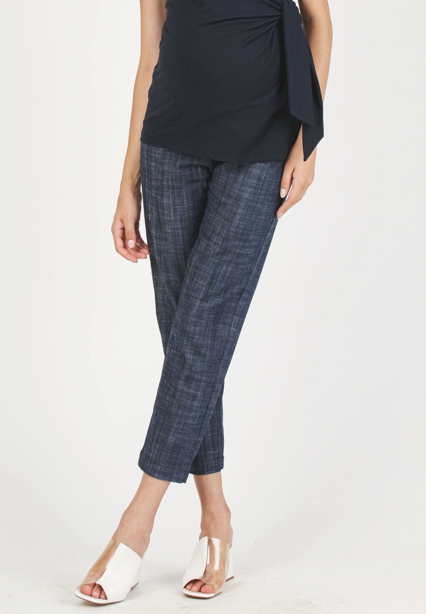 STEPH J - Boyfriend Premaman in Finto Jeans (Blu, XS)