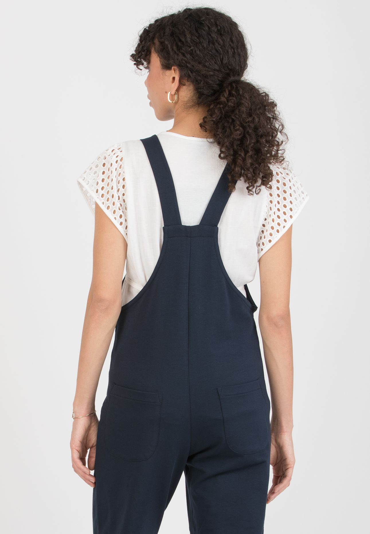 ESTER - Maternity Dungaree in Cotton Sweatshirt (Blu)