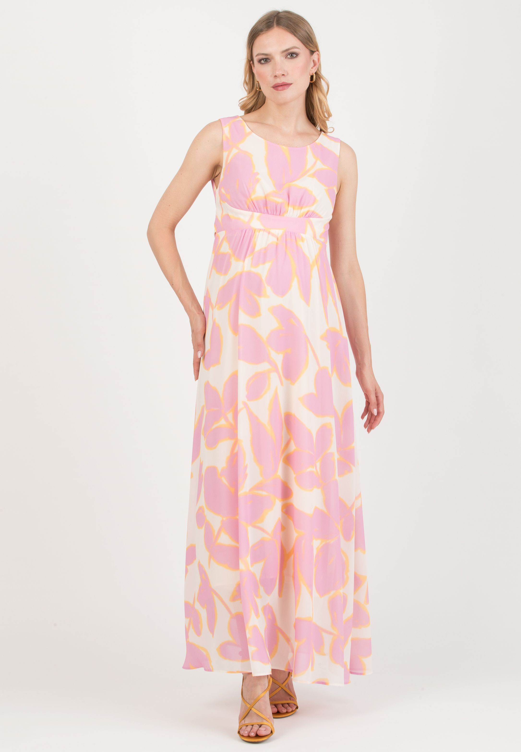 LILY – Abito Premaman Lungo in Georgette Stampata (Rosa, XS)