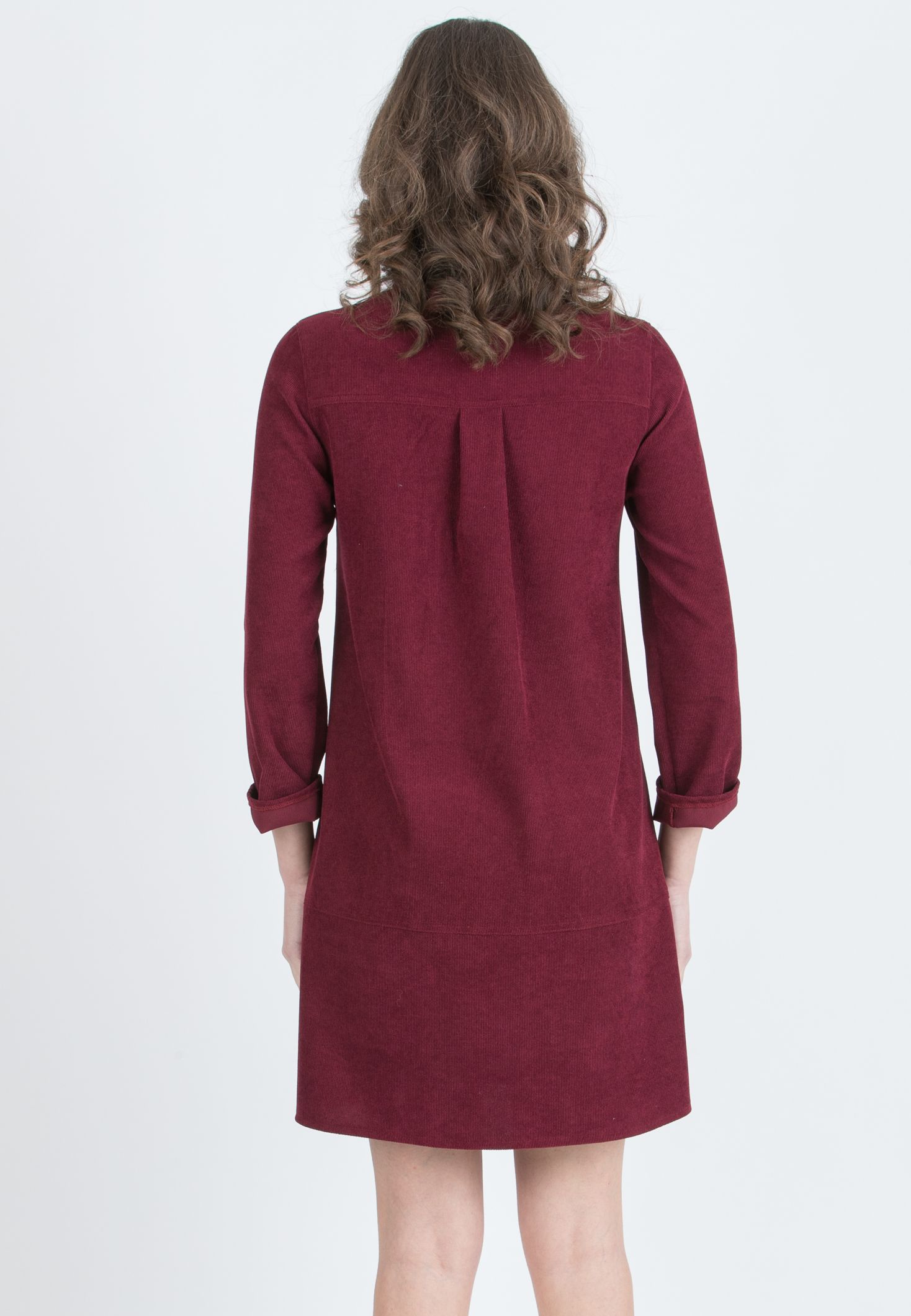 GRETA – Corduroy Maternity & Nursing Shirtdress (Bordeaux)