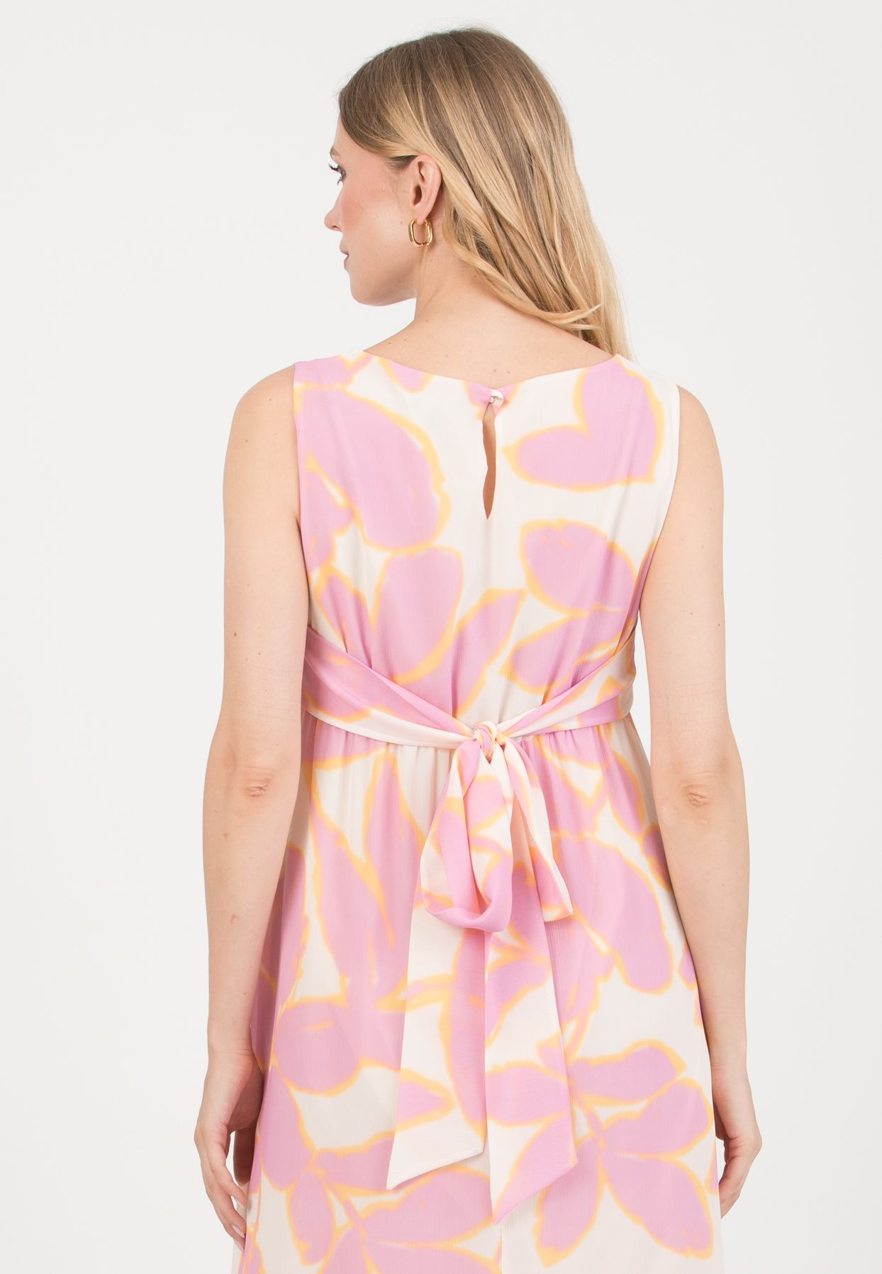 LILY – Abito Premaman Lungo in Georgette Stampata (Rosa, XS)