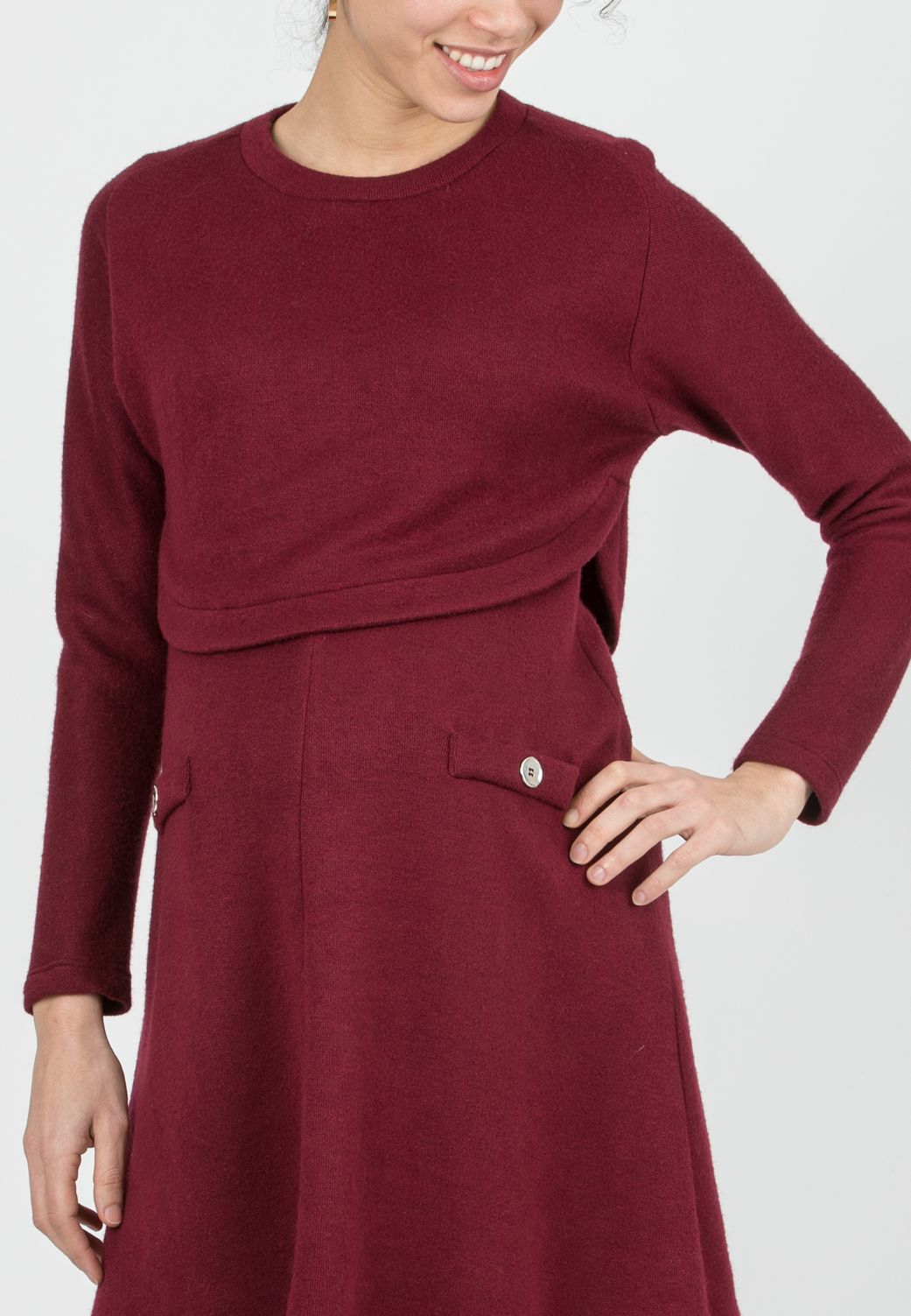 ROSSELLA - Completo Premaman & Allattamento in Maglia 2 Pezzi (Bordeaux, XS)