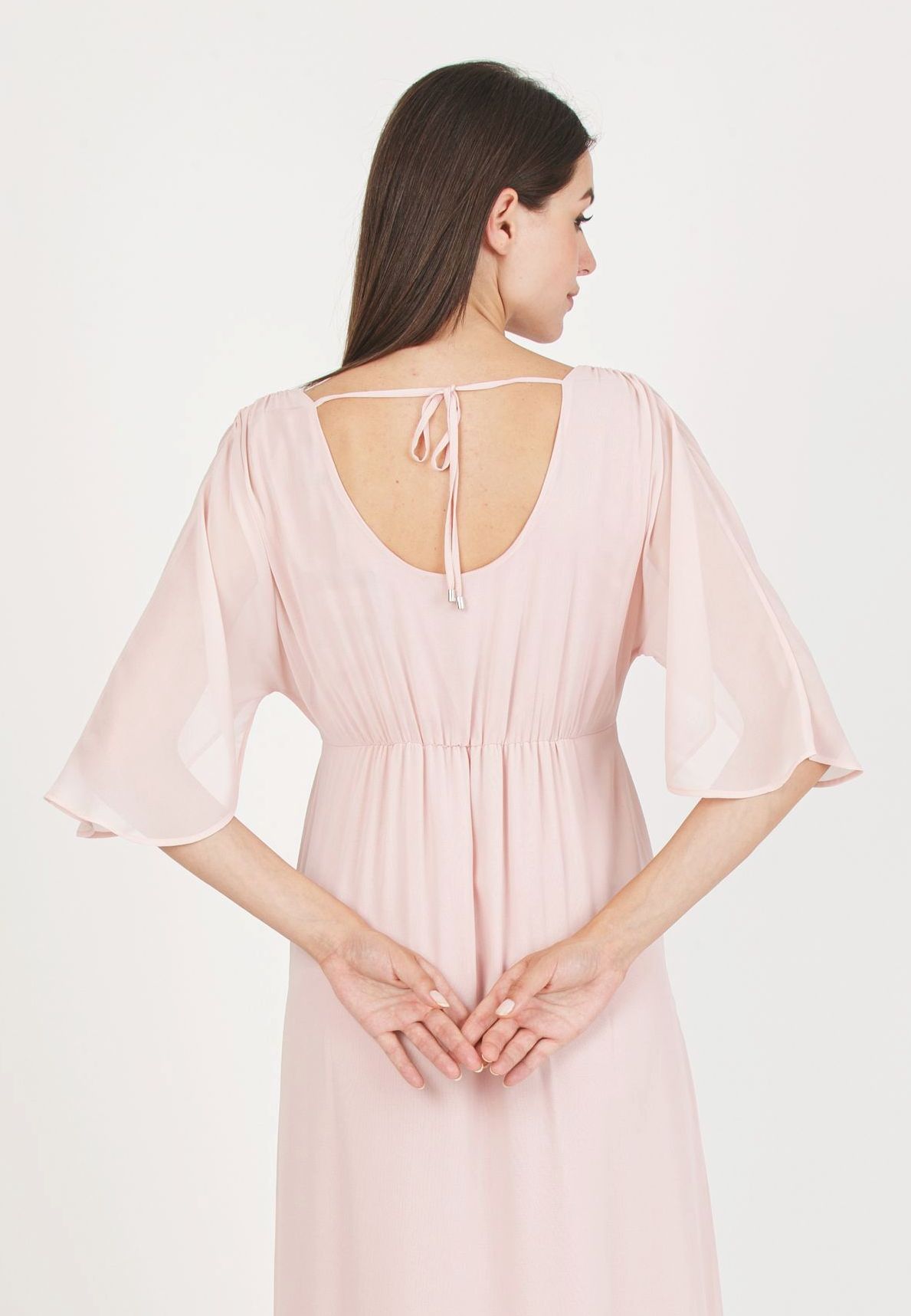 VALENTINA - Abito Lungo Premaman a Kimono con Scollo sul Retro (Rosa Confetto, XS)