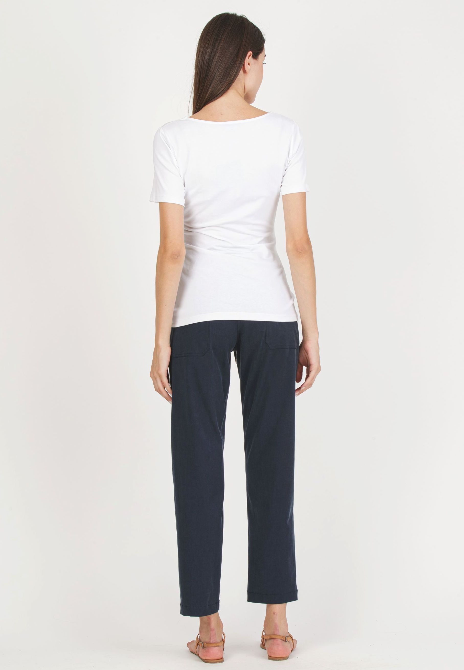 KAREN M - Maternity Cotton Jersey T-Shirt with Side Knot (Bianco  Ottico)