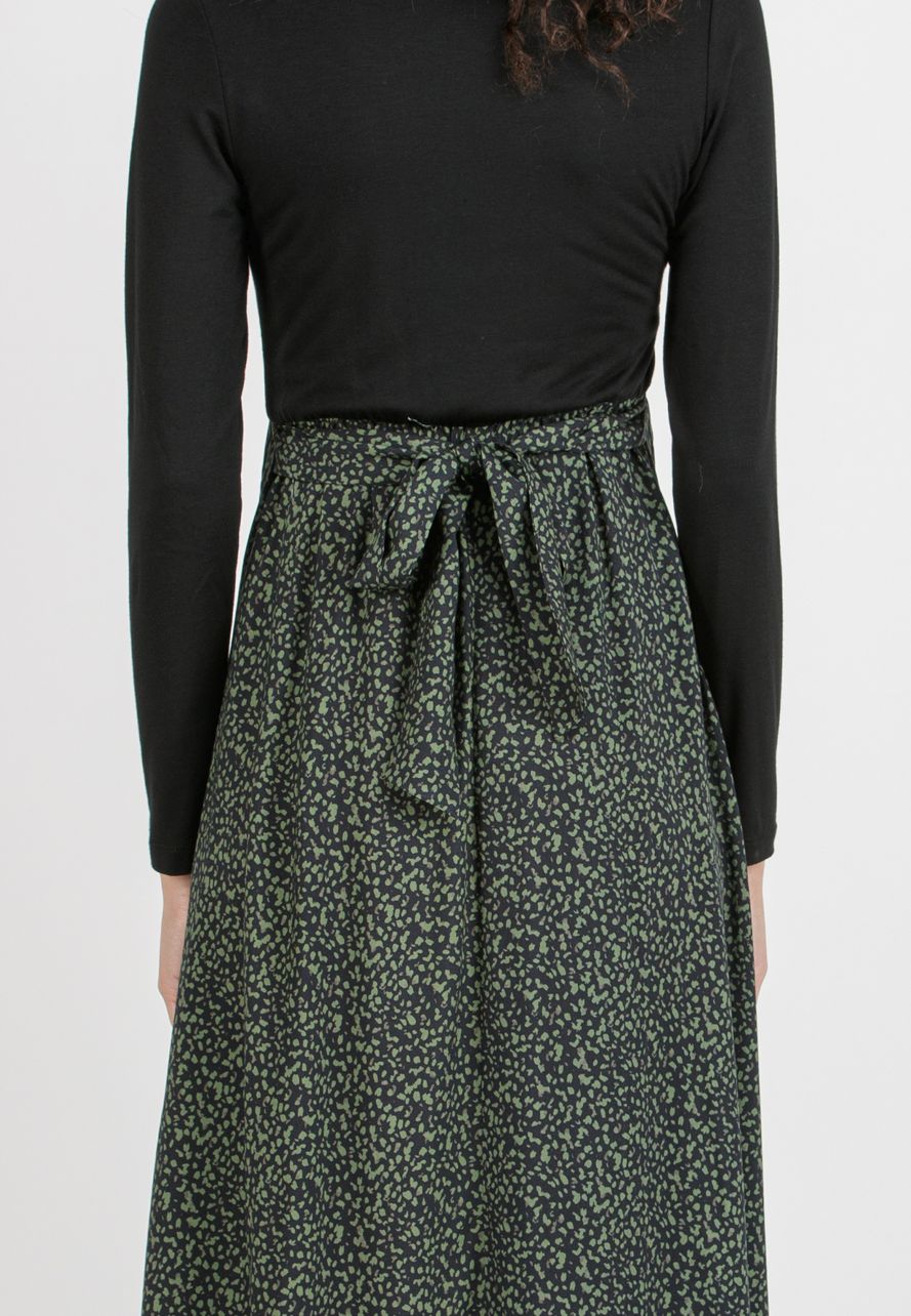 MARTA M/L - Abito Midi Premaman & Allattamento con Gonna Stampata (Verde Militare, XS)