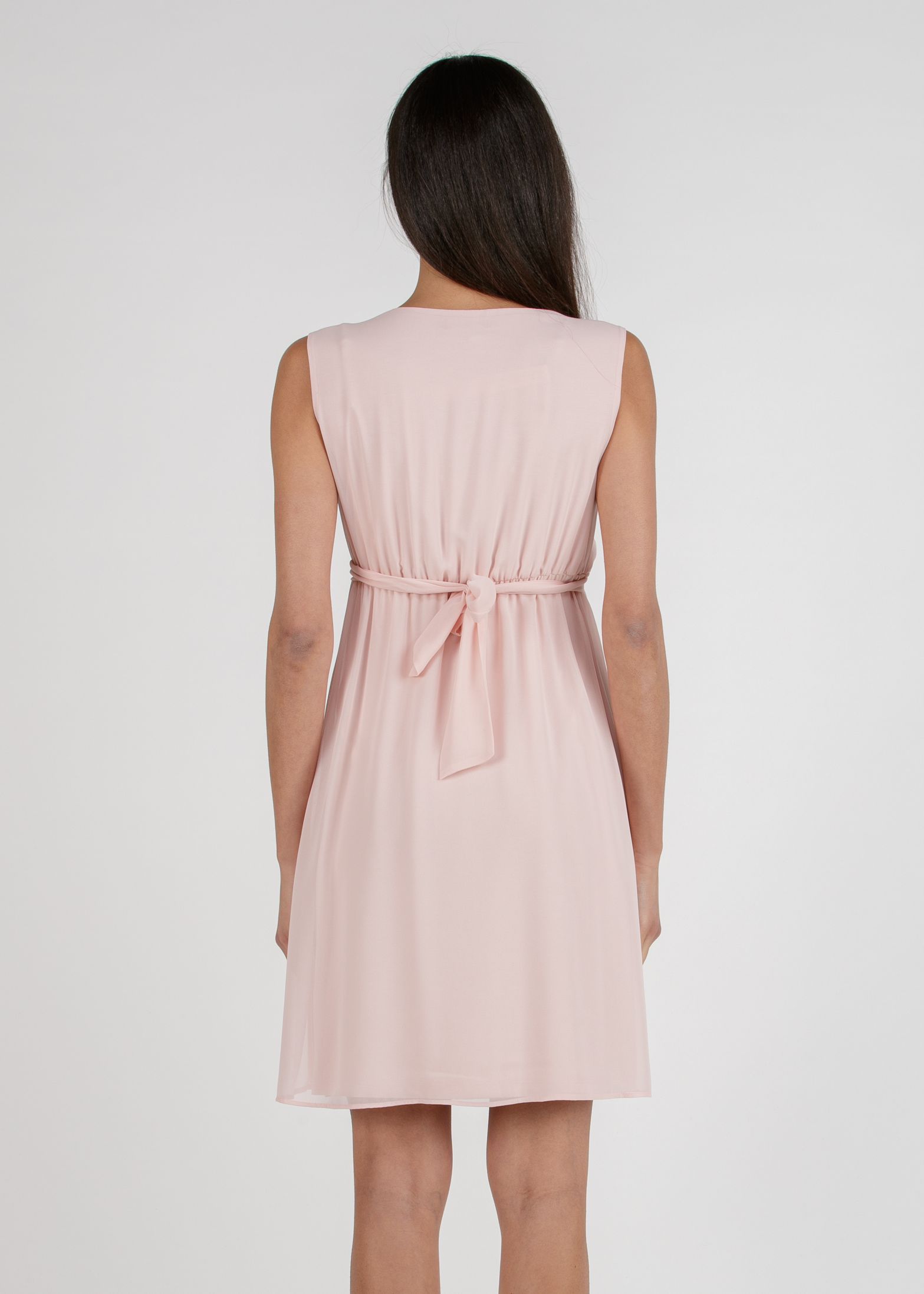 SABRINA - Abito Premaman & Allattamento in Chiffon con Pieghe sul Corpino (Rosa Confetto, XS)