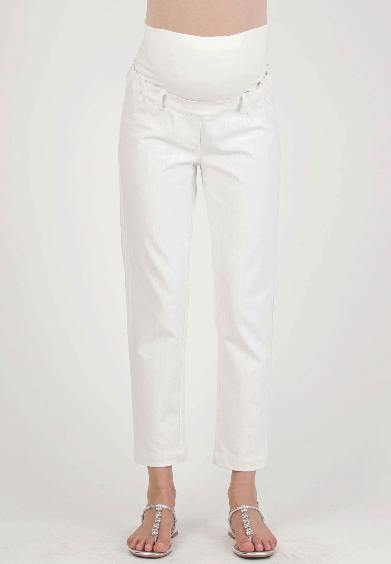 STEPH J - Boyfriend Premaman in Finto Jeans (Avorio, XS)