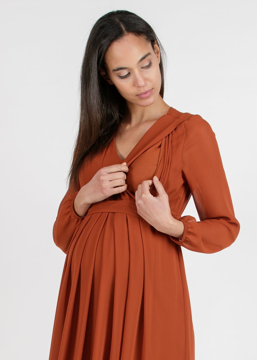 SARA - Abito Premaman & Allattamento in Chiffon (Coccio, XS)