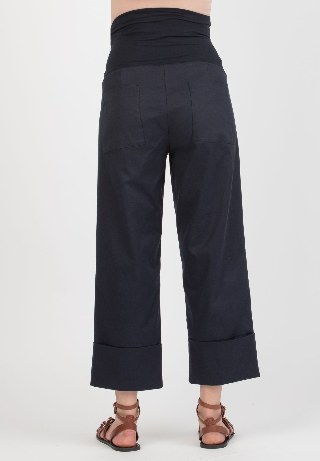 MORGAN – Maternity Trousers in Lyocell with Turn-Up Hem (Blu)