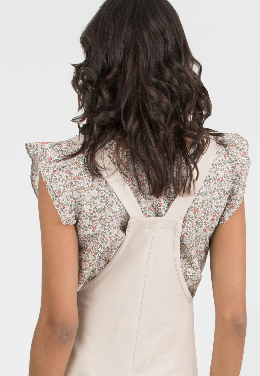 ESTER - Salopette Premaman in Felpa di Cotone (Beige)