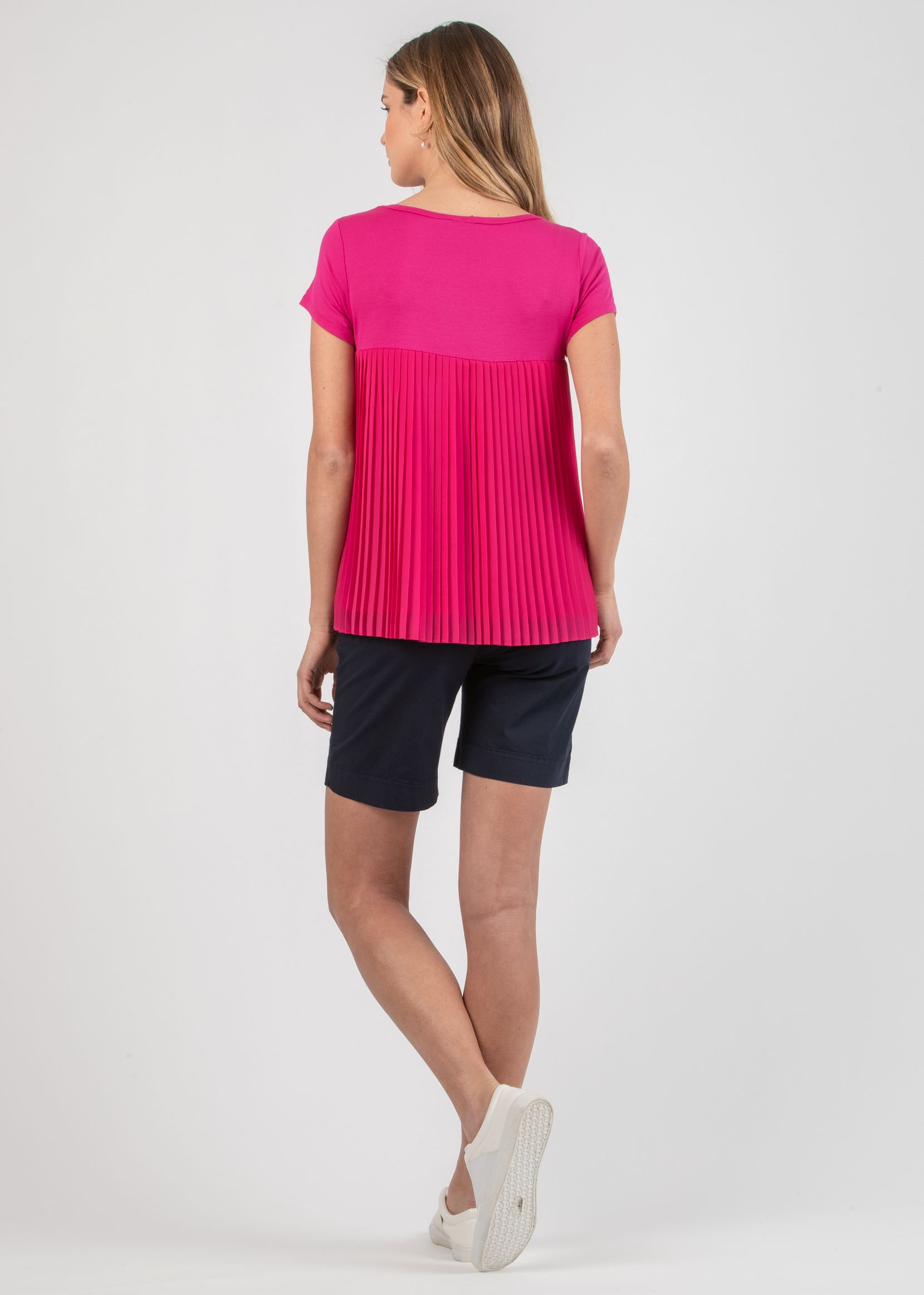 Pantaloni Corti Premaman in Cotone Stretch (Blu, XS)