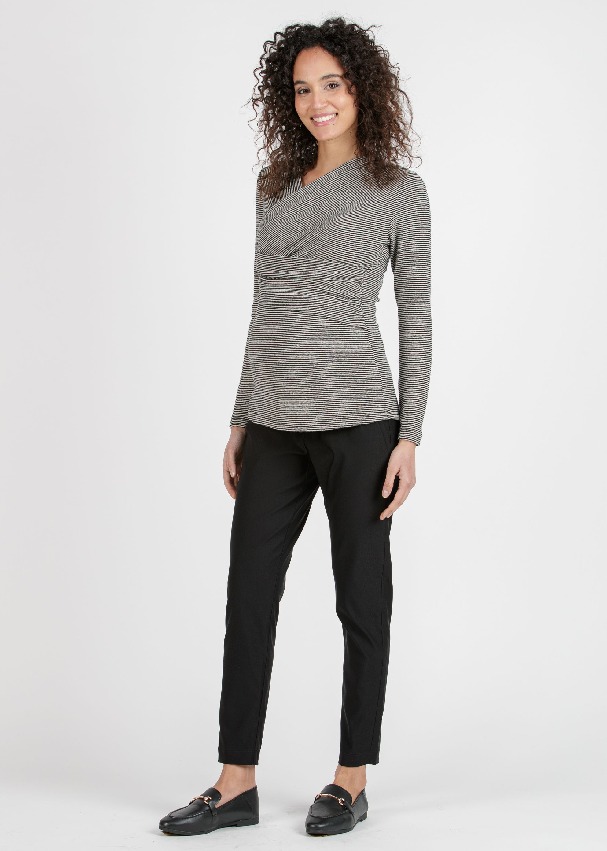 CINZIA M - Maternity & Nursing Sweater with Asymmetrical Neckline (Nero)