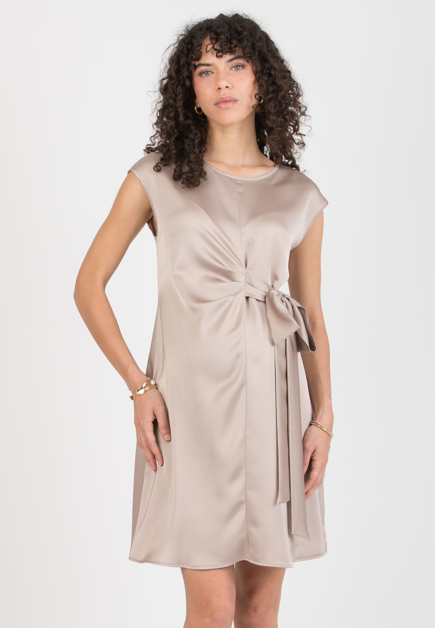 VERONICA - Maternity Satin Dress with Adjustable Tie (Corda)