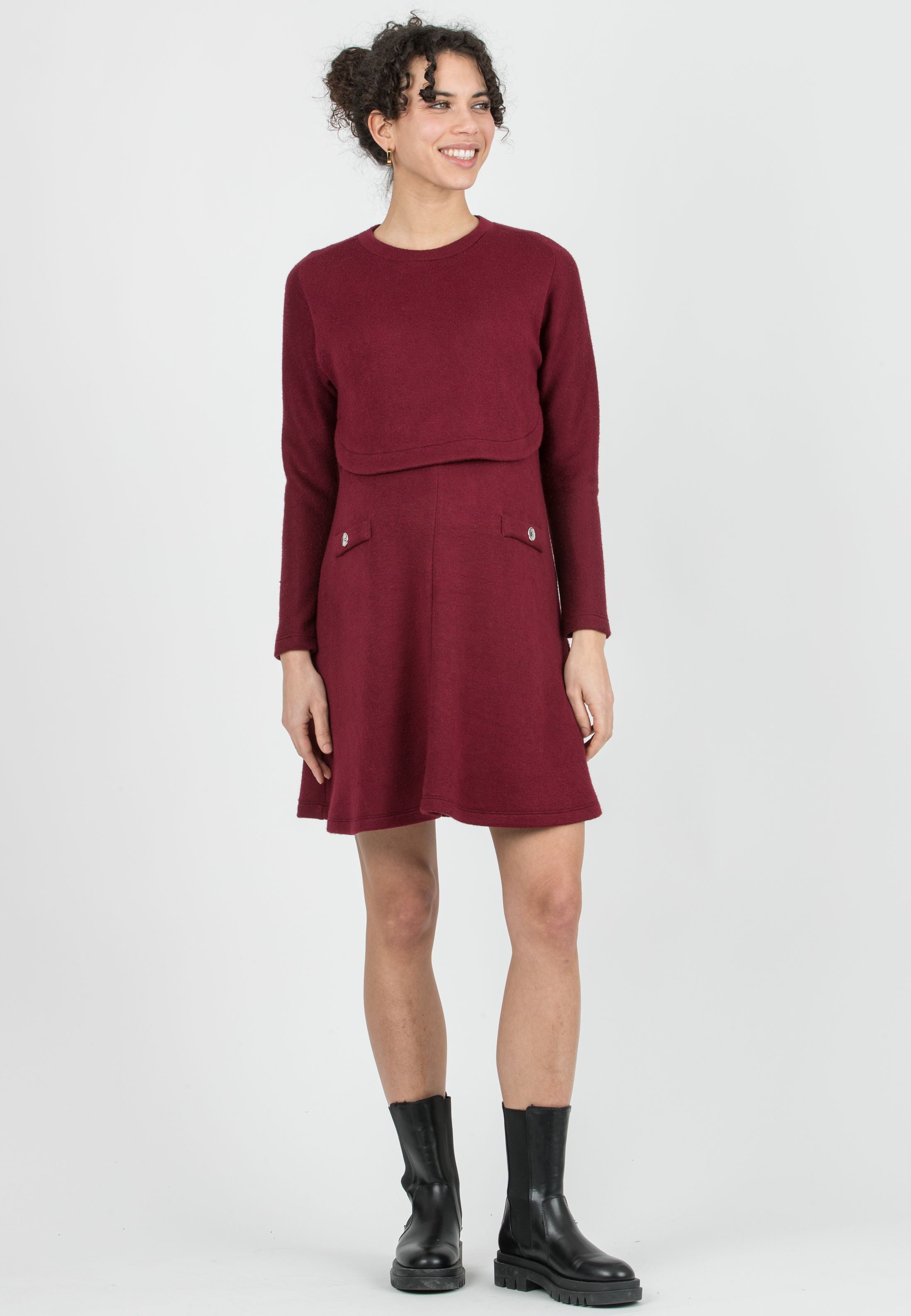 ROSSELLA - Completo Premaman & Allattamento in Maglia 2 Pezzi (Bordeaux, XS)