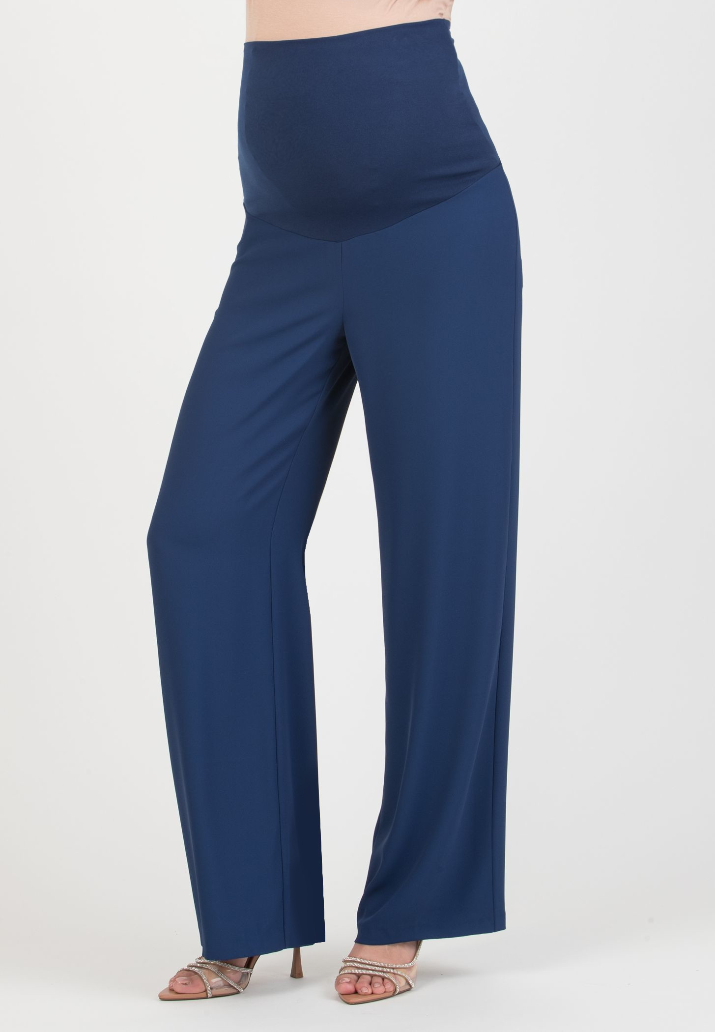 KIMBERLY – Maternity Palazzo Trousers in Cady (Blu Tampone)