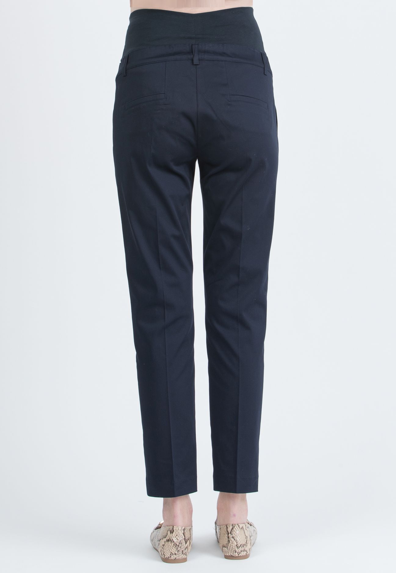 GILDA - Pantalone Premaman da Ufficio in Raso di Cotone Stretch (Blu, XS)