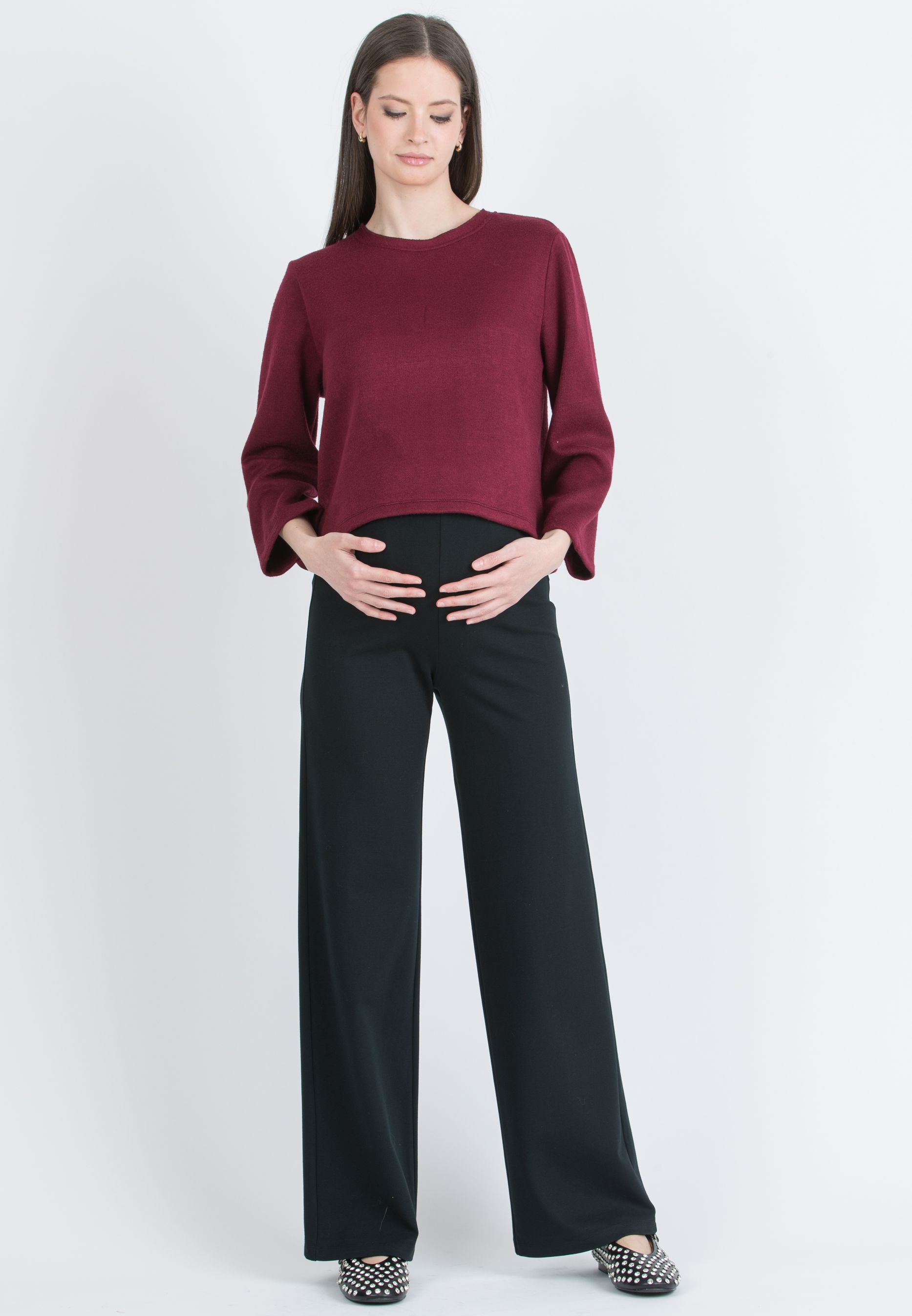 BAILEY - Maternity Sweater with Back Bow (Bordeaux)