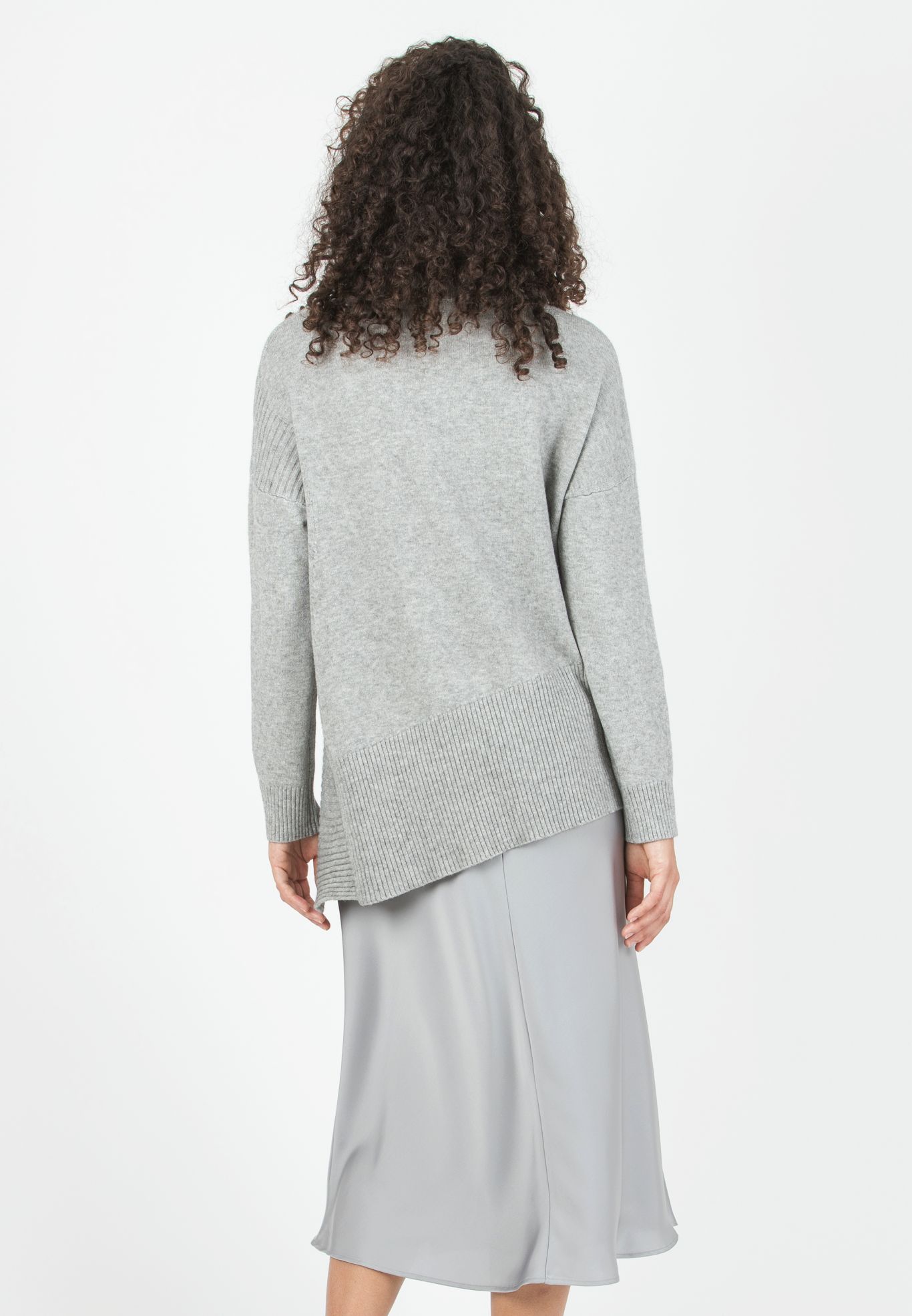 BRANDY - Maternity Wool Blend Sweater with Asymmetric Hem (Grigio Chiaro)