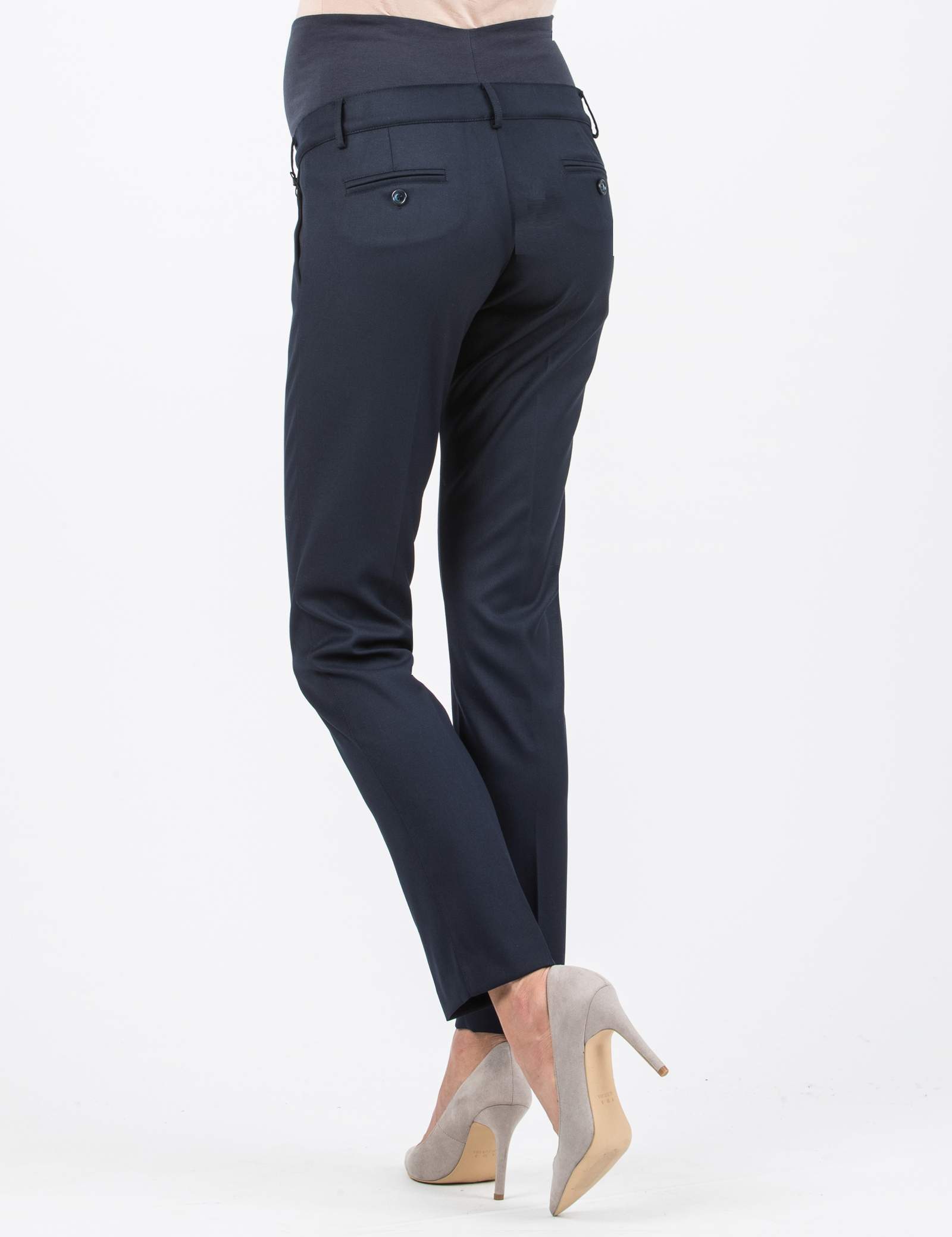 NAOMI - Pantalone Premaman da Ufficio in Morbida Flanella (Blu)