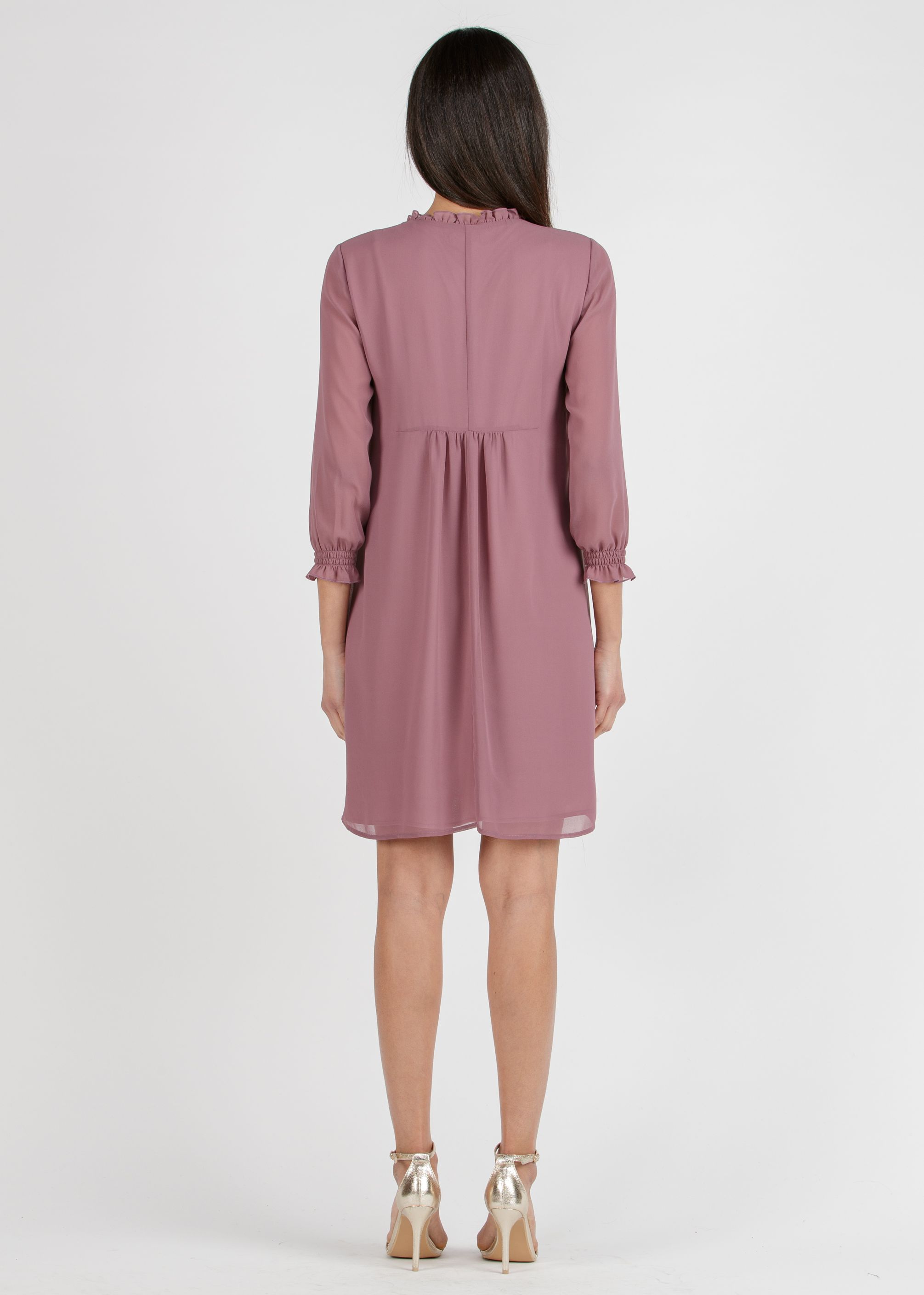 DIANA - Abito Premaman & Allattamento in Chiffon con Volant (Cipolla, XS)