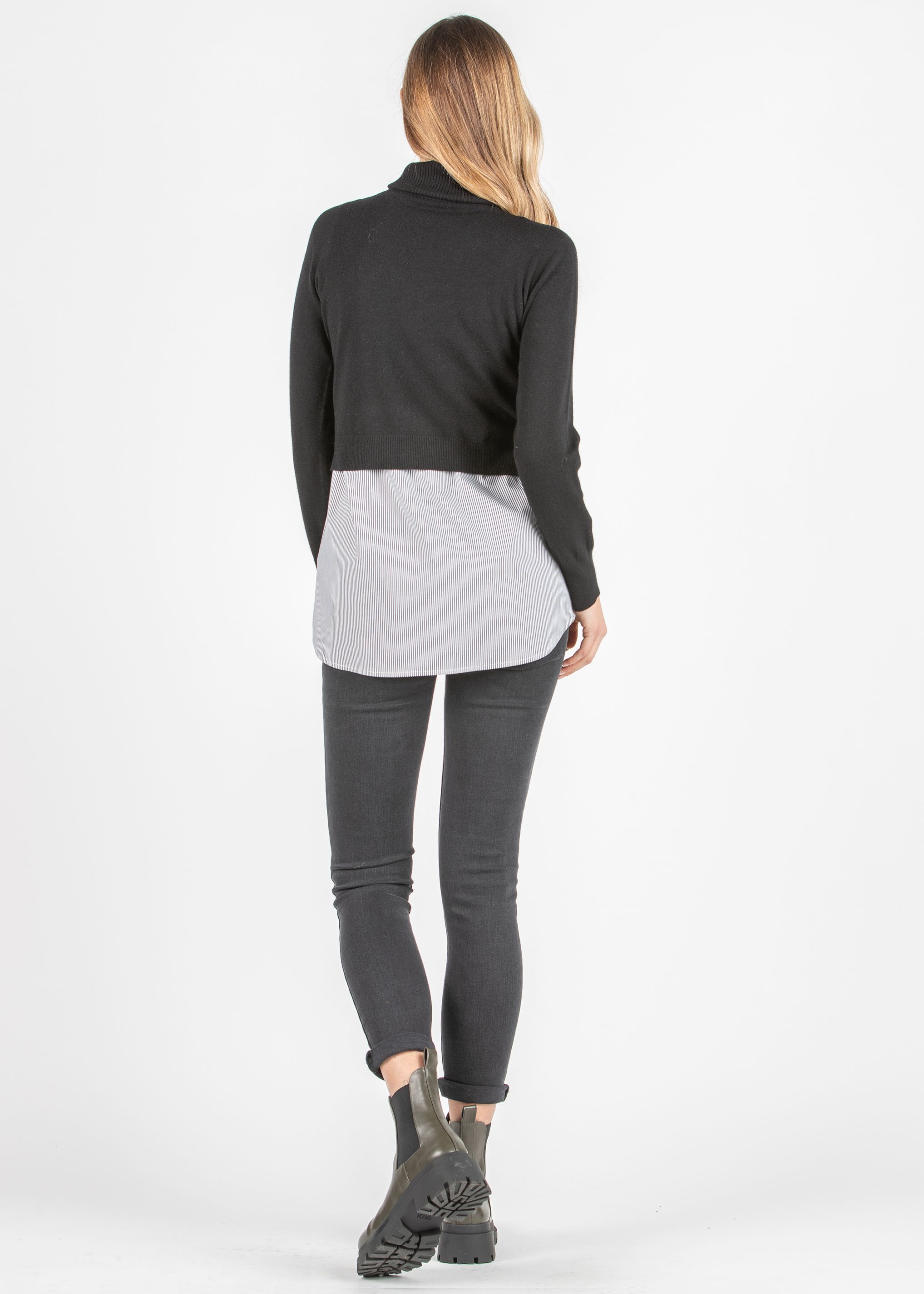 OLIMPIA BLACK - Super-Stretch Maternity Jeans with Black Wash (Black, XS)