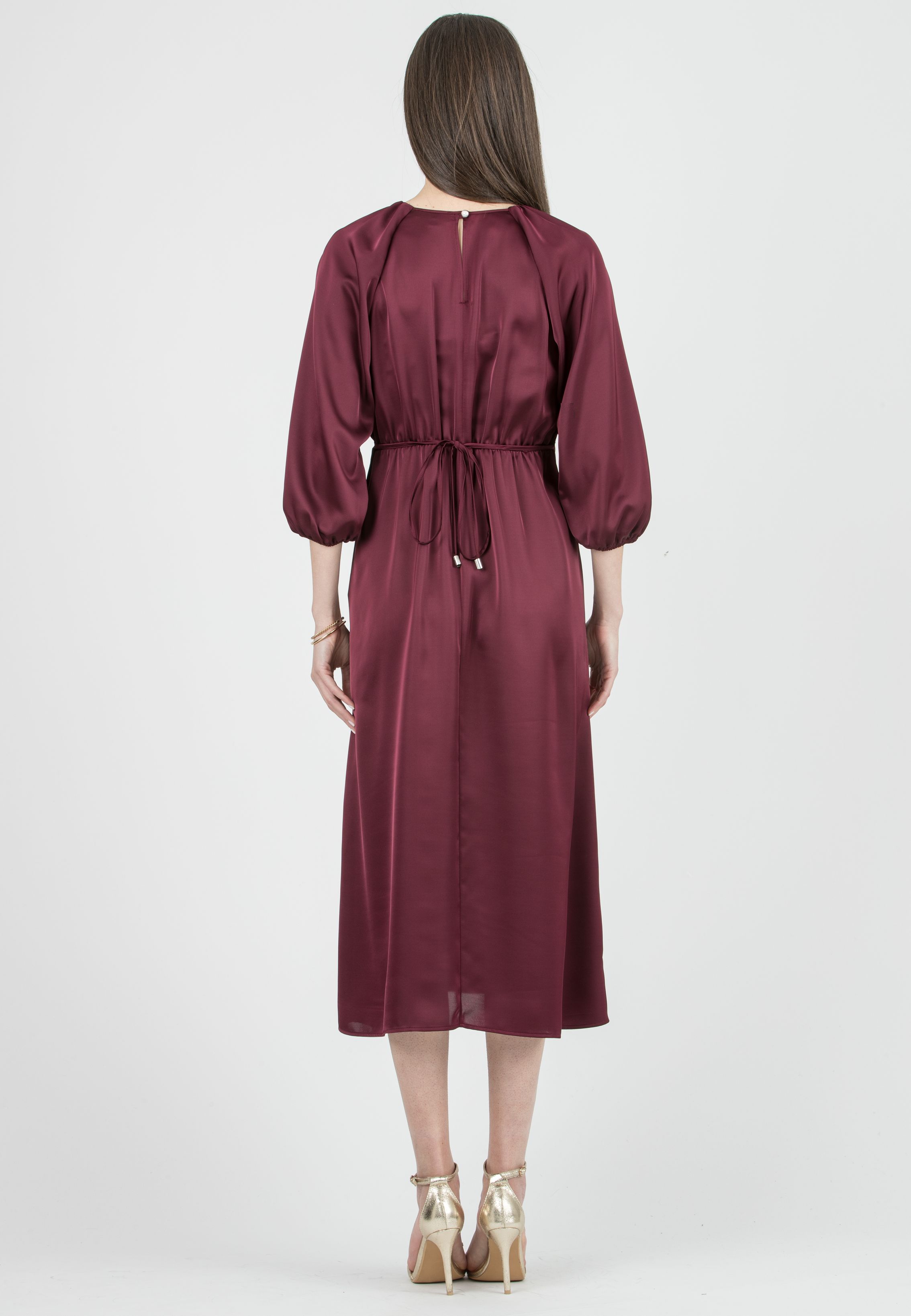 LESLIE - Abito Premaman Midi con Maniche Raglan (Bordeaux)