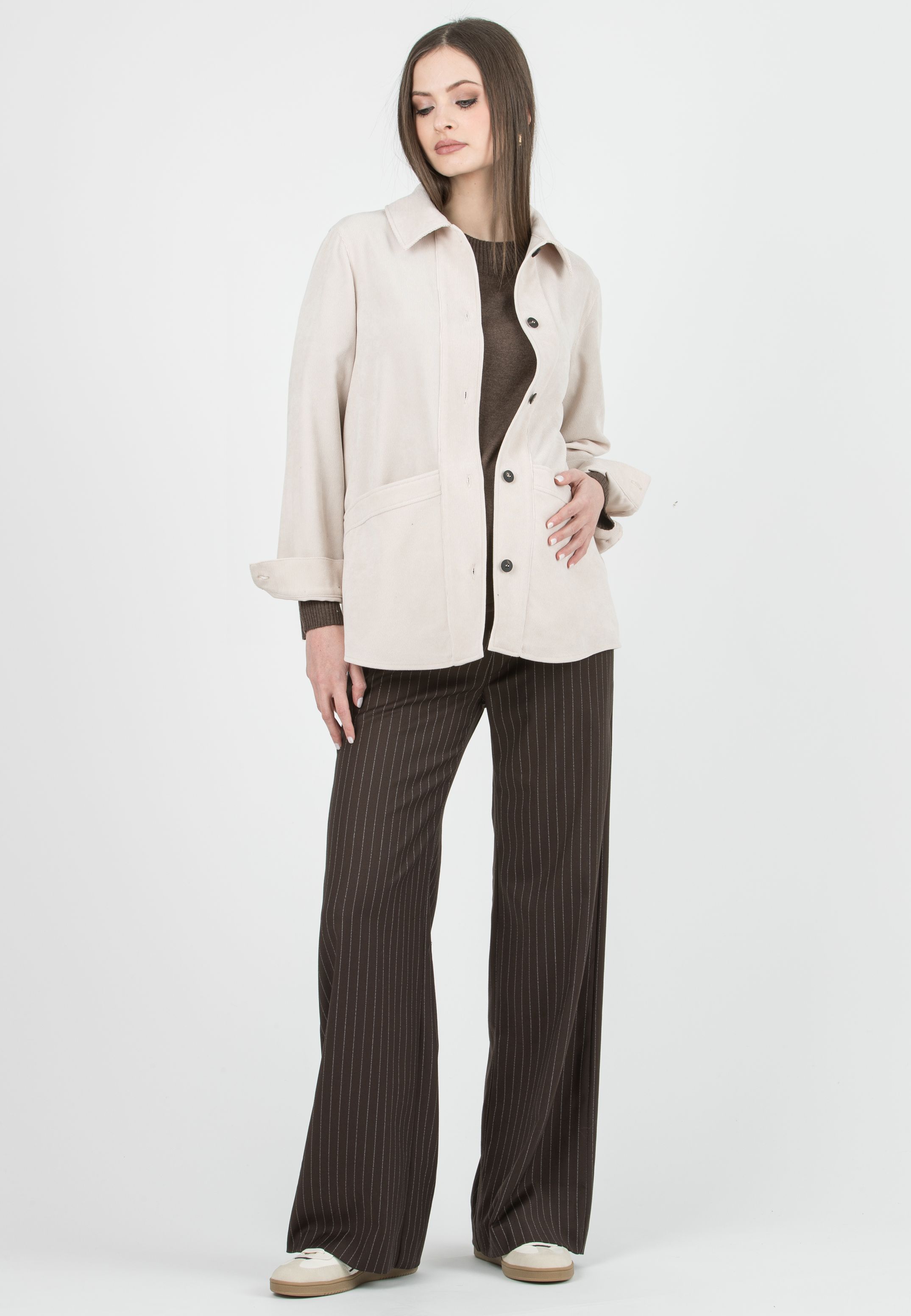 WINONA G - Pantalone Premaman Palazzo Gessato (Marrone, XS)