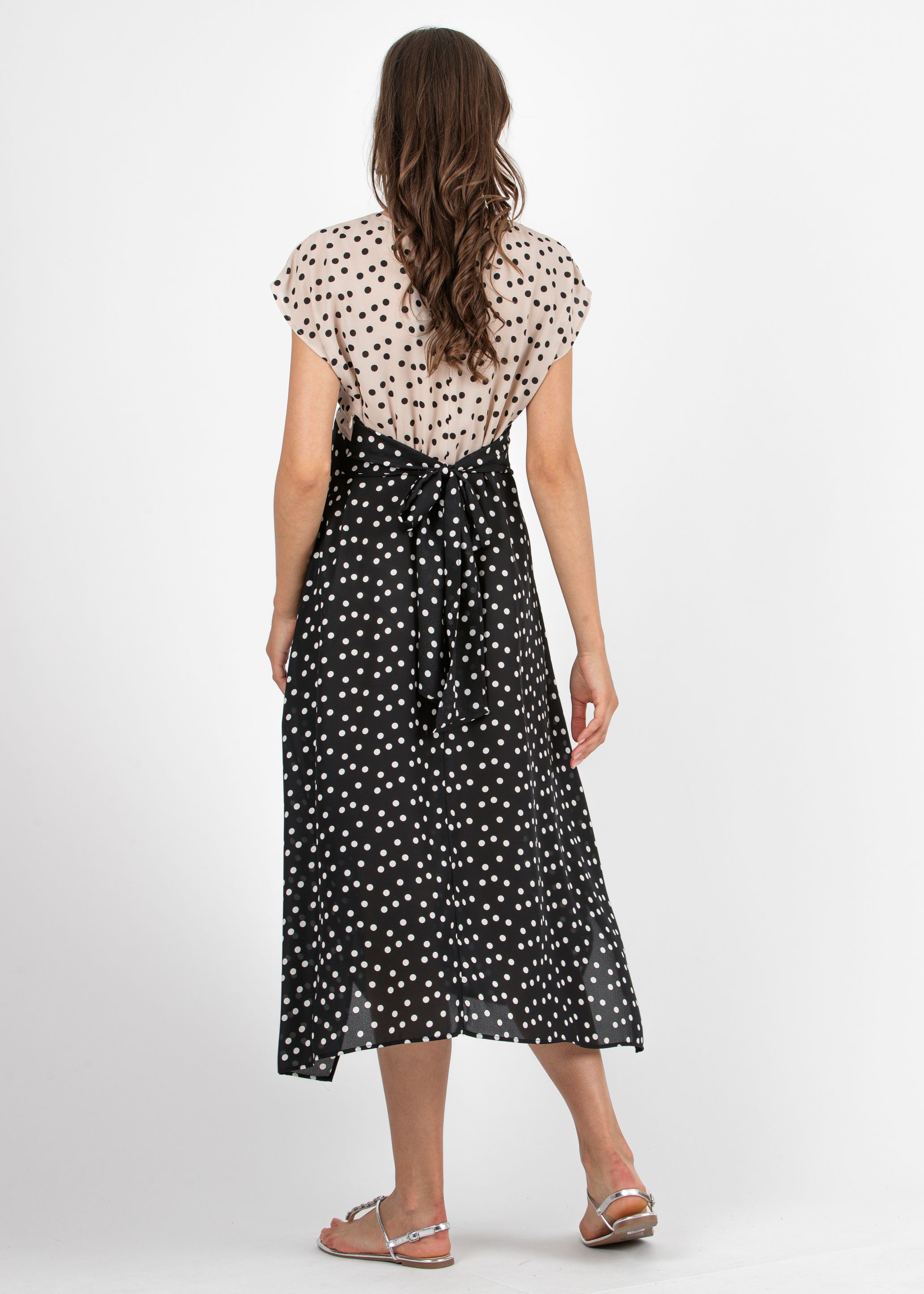 LETIZIA - Abito Premaman a Pois con Gonna Asimmetrica (Nero)