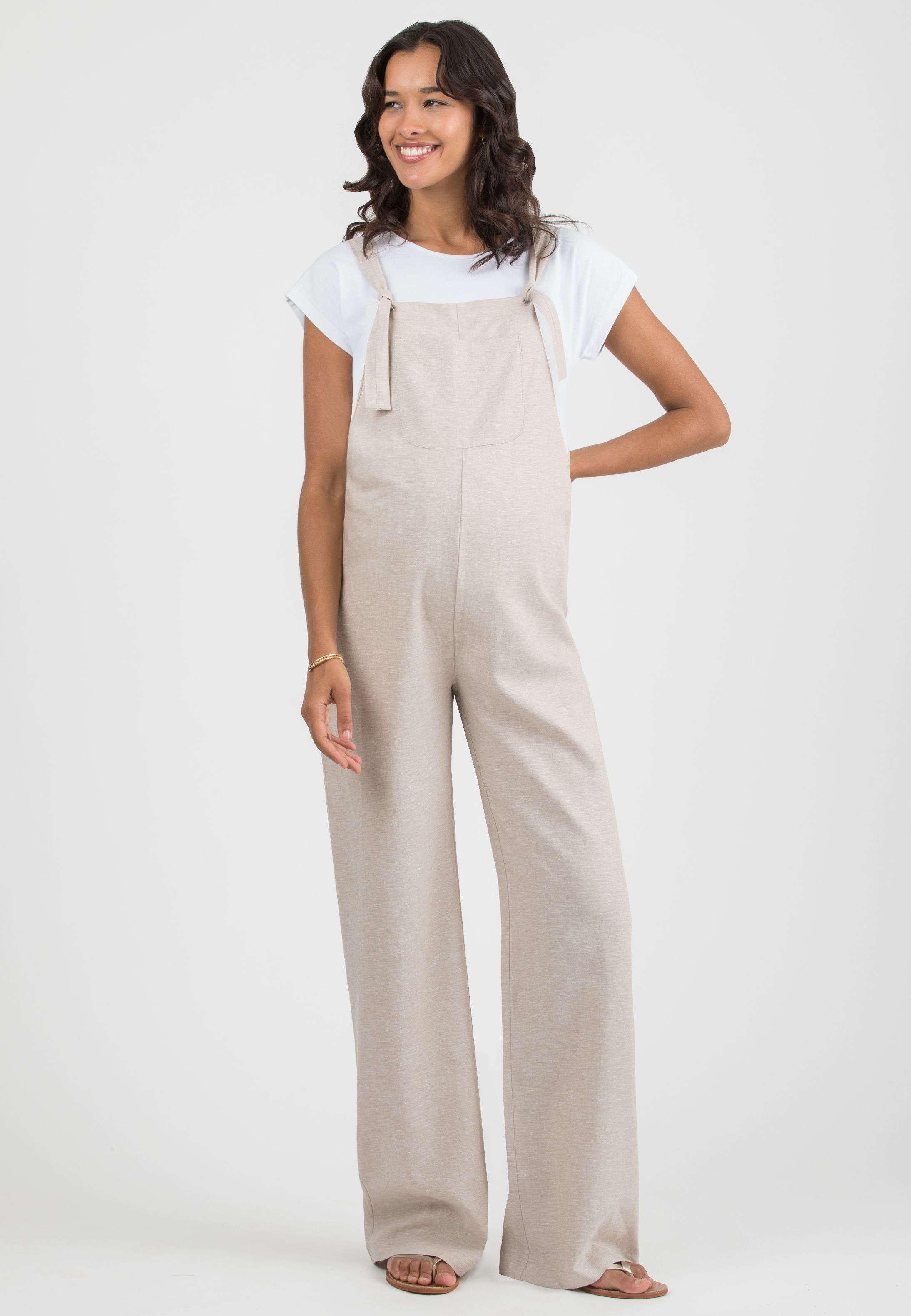 BETTA – Linen Maternity Dungaree (Ecru')