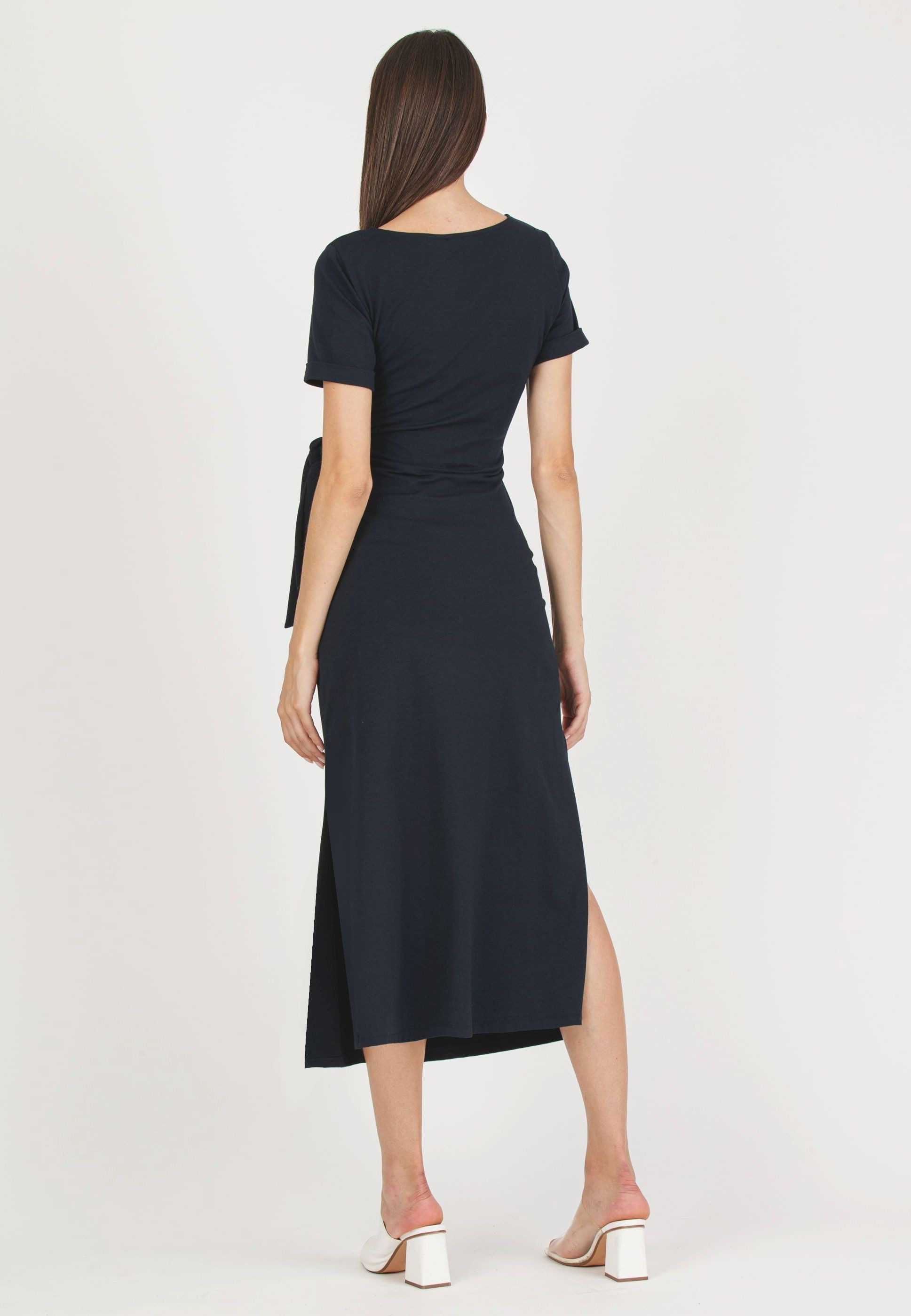 KAREN - Abito Premaman in Jersey di Cotone con Nodo Laterale (Blu, XS)