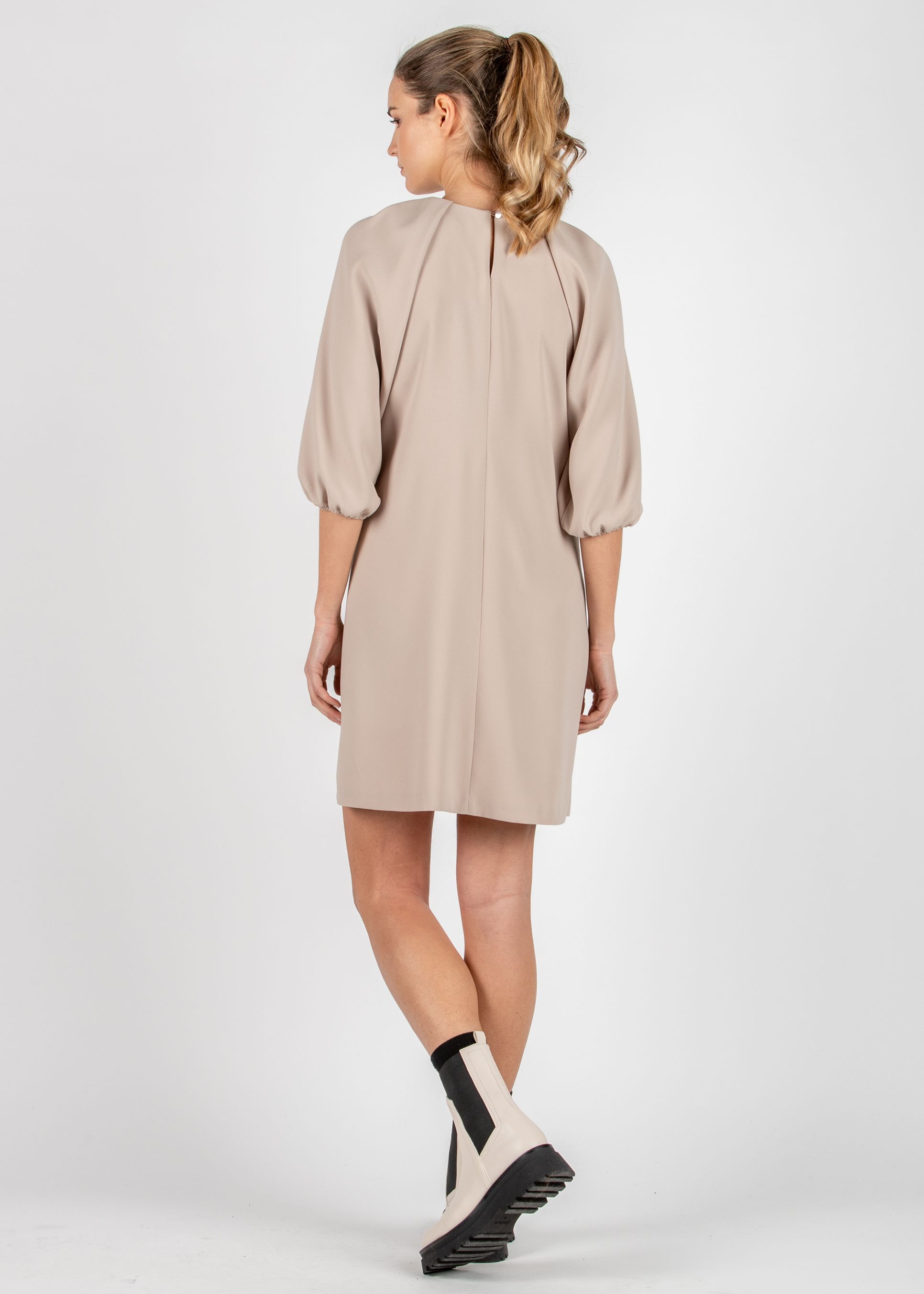 Abito Premaman in Crêpe Cadì con Manica Raglan a Palloncino (Ecru', XS)