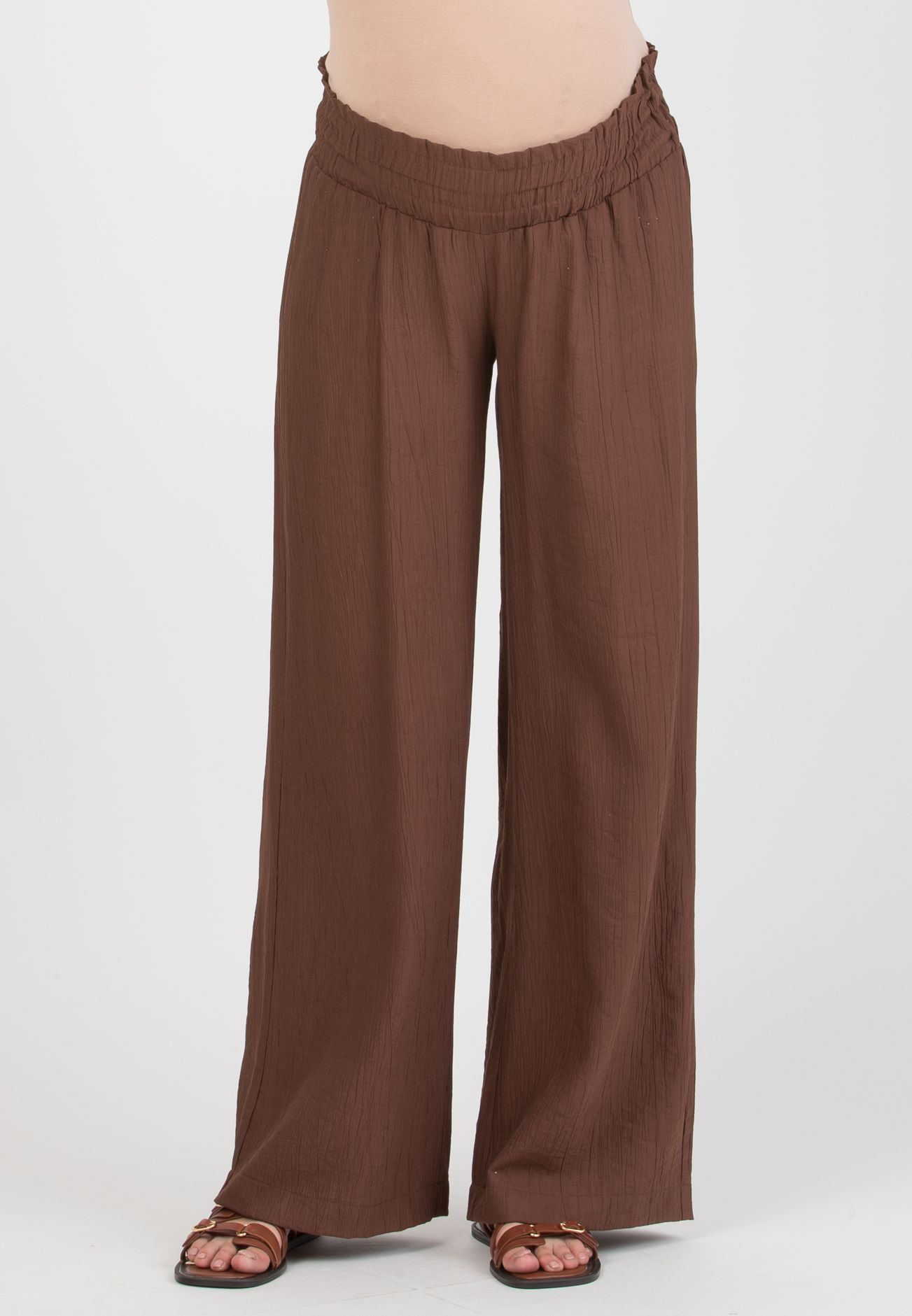 GUENDALINA LG - Maternity Palazzo Trousers in Viscose (Marrone)
