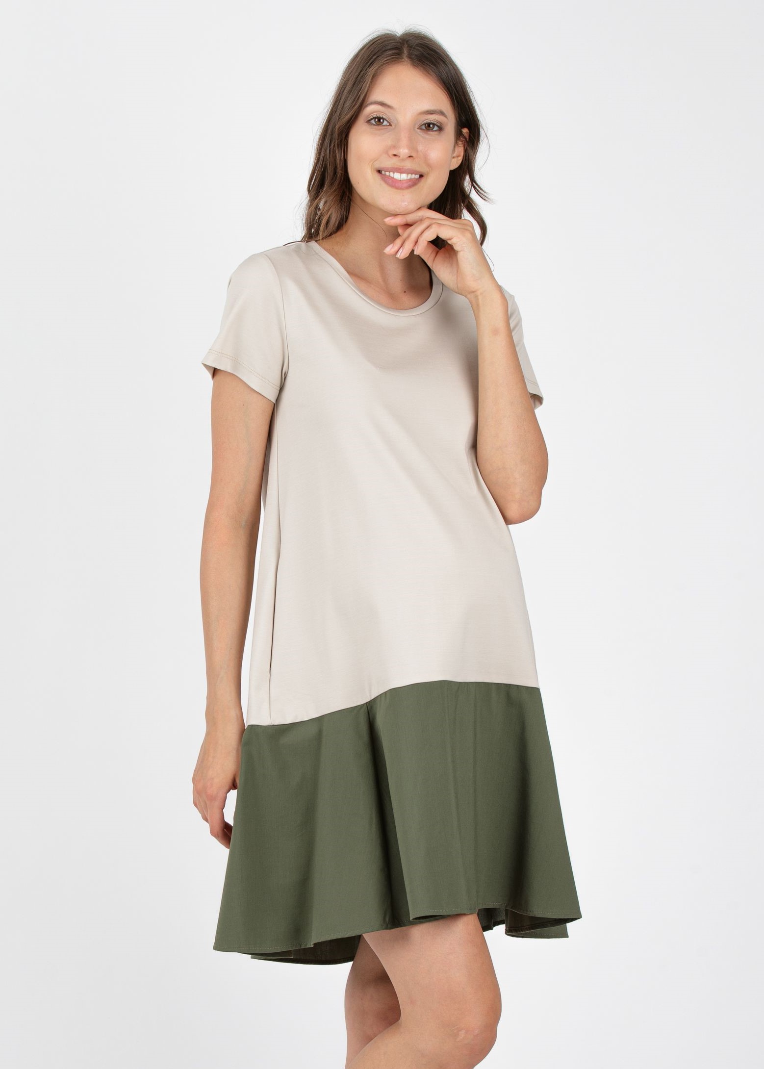 Abito Premaman in Punto Milano Leggero con Balza (Naturale, XS)