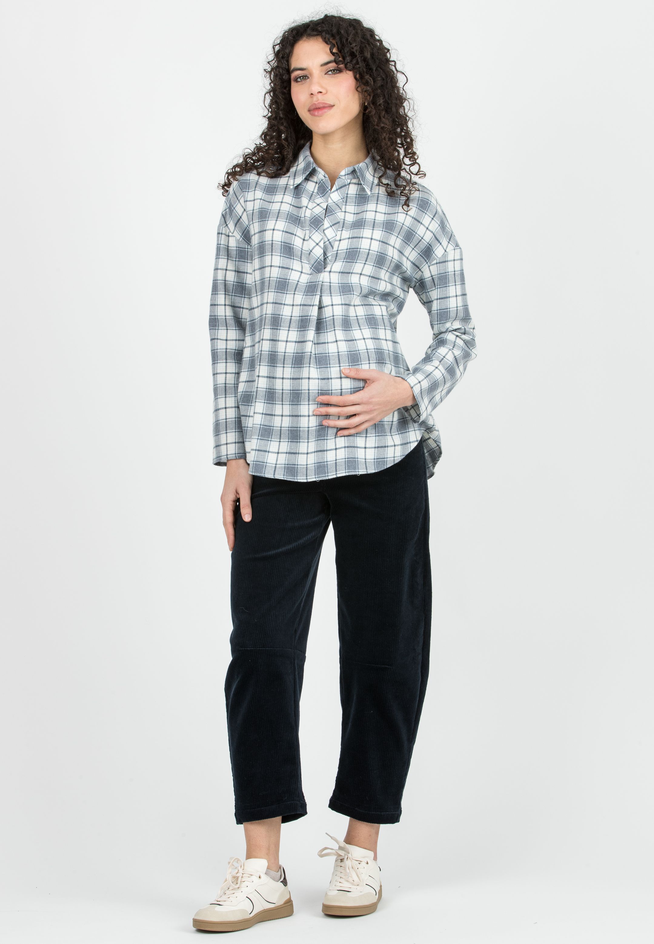 BRODY V - Pantalone Premaman in Velluto a Costine Ballon Fit (Blu)